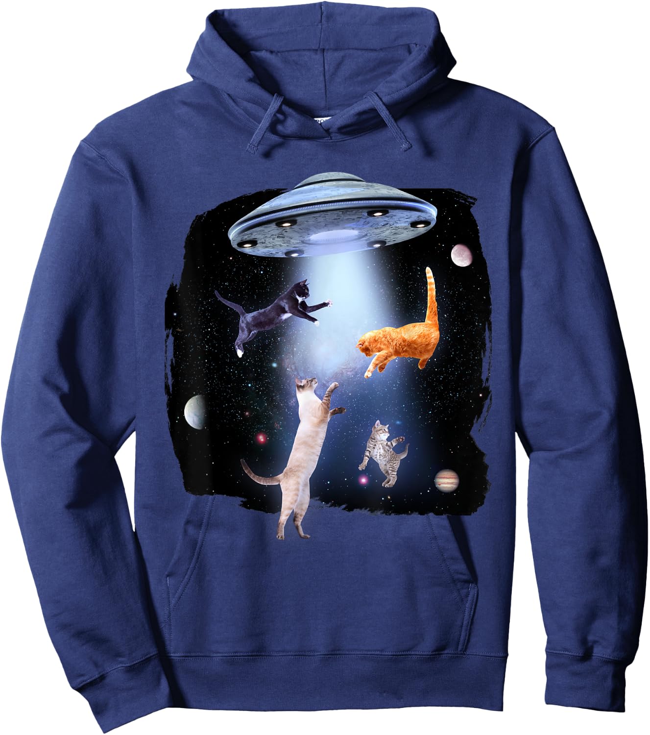 Funny Galaxy Cat Space Kitty Planets Galaxy Hoodie - Hoodie | Navy