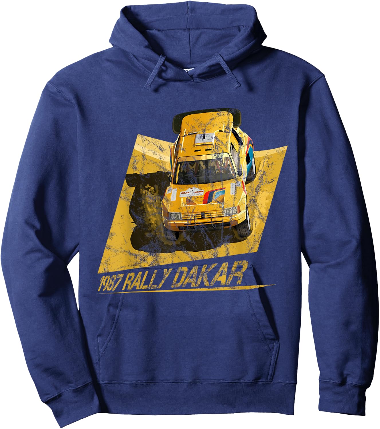 1987 Rally Dakar Classic Rally Car Design 80s Hoodie - Hoodie | Navy
