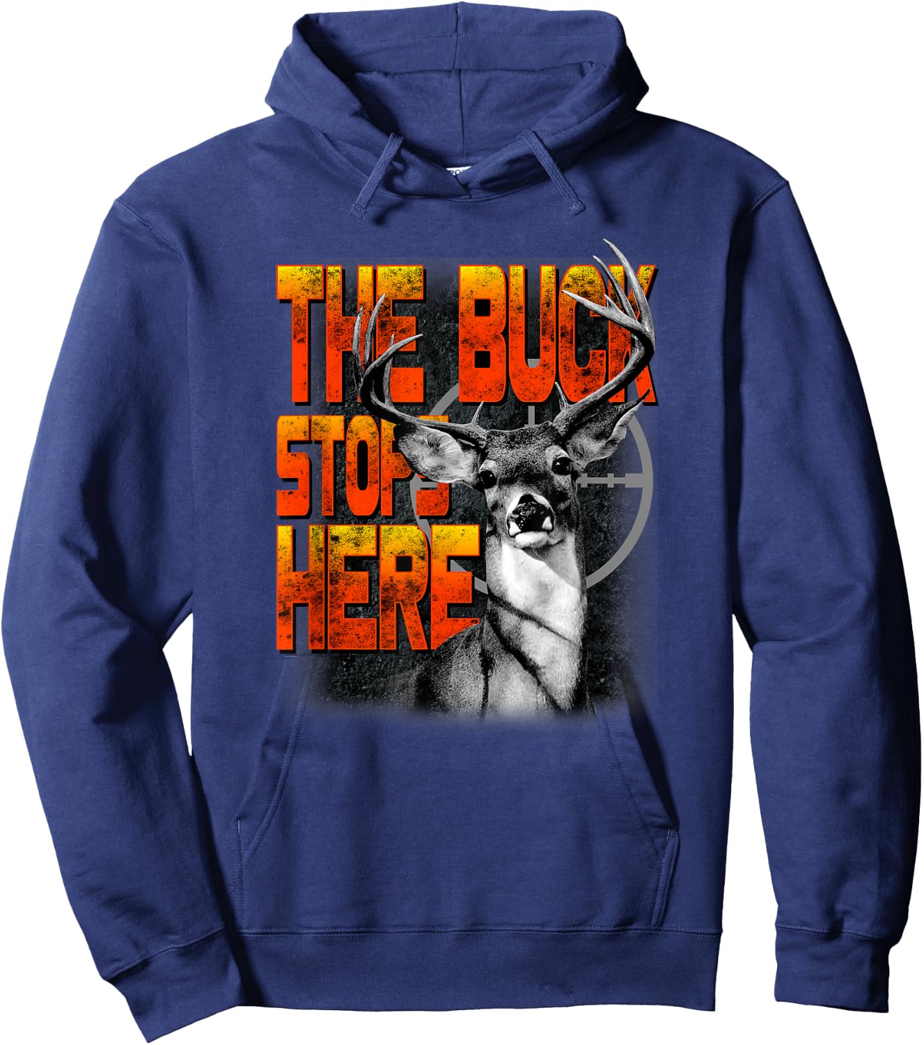 Trendy The Buck Stops Here Hunting Humour Hoodie - Hoodie | Navy
