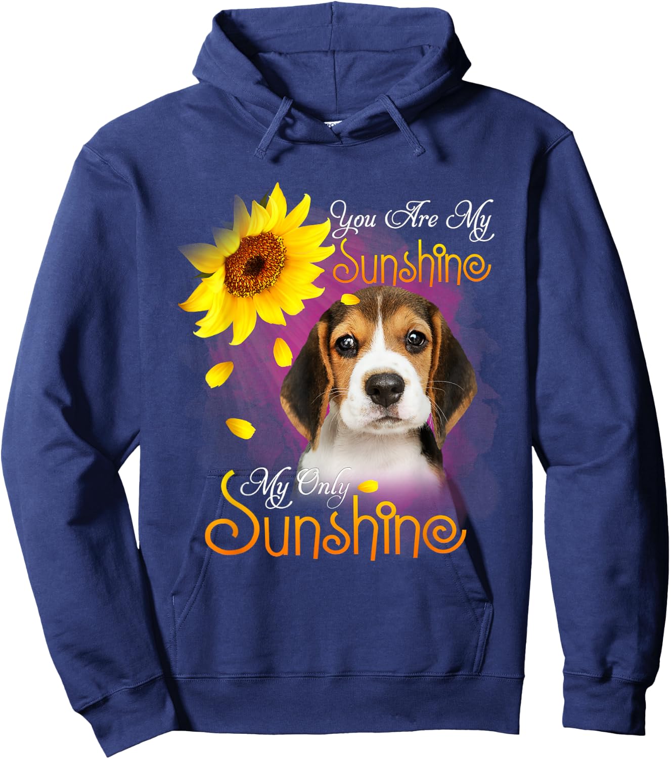 My Sunshine Beagle Dog With Sunflowers Hoodie - Hoodie | Navy
