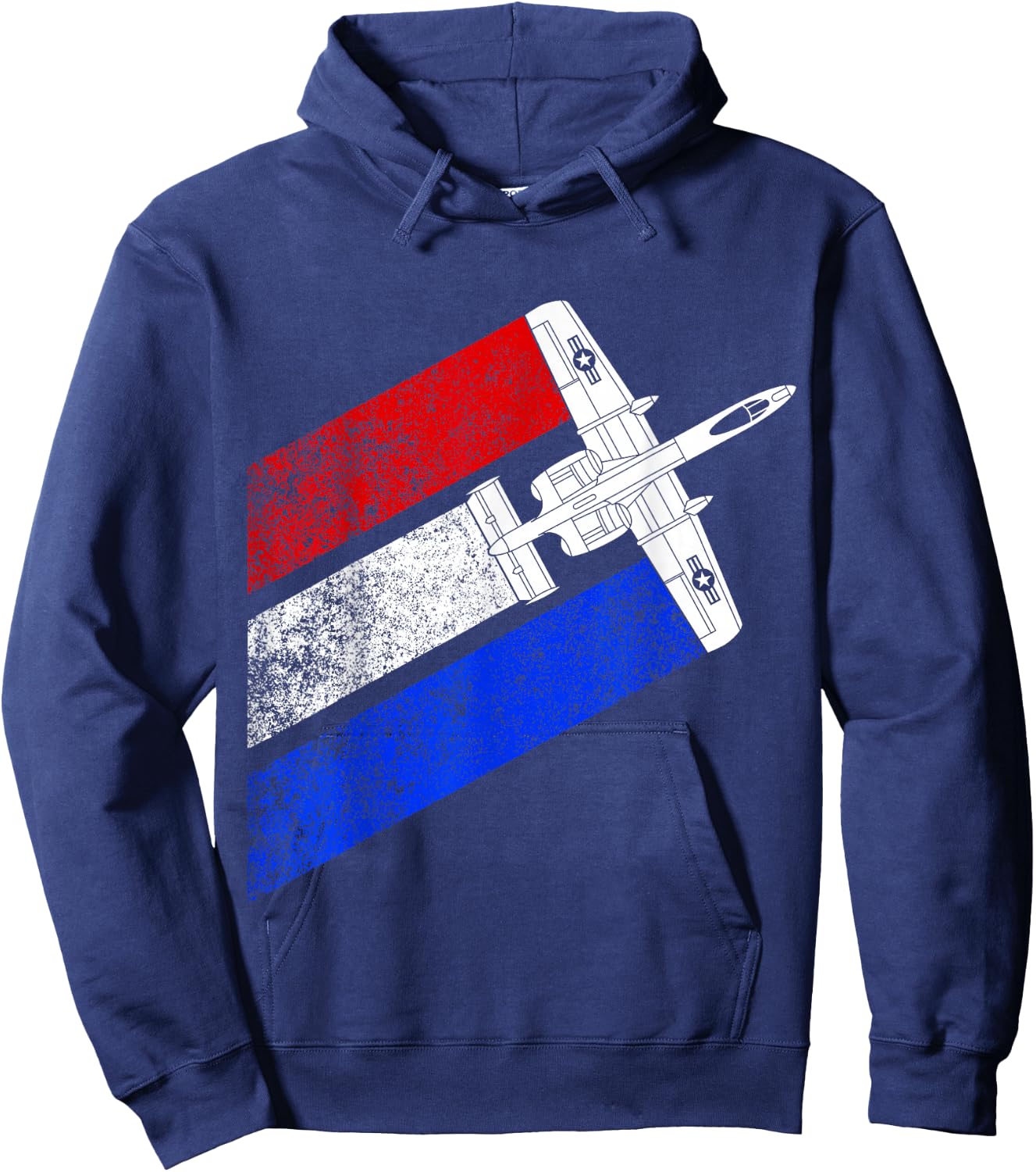 Vintage A-10 Warthog Plane Schematic US Flag Hoodie - Hoodie | Navy