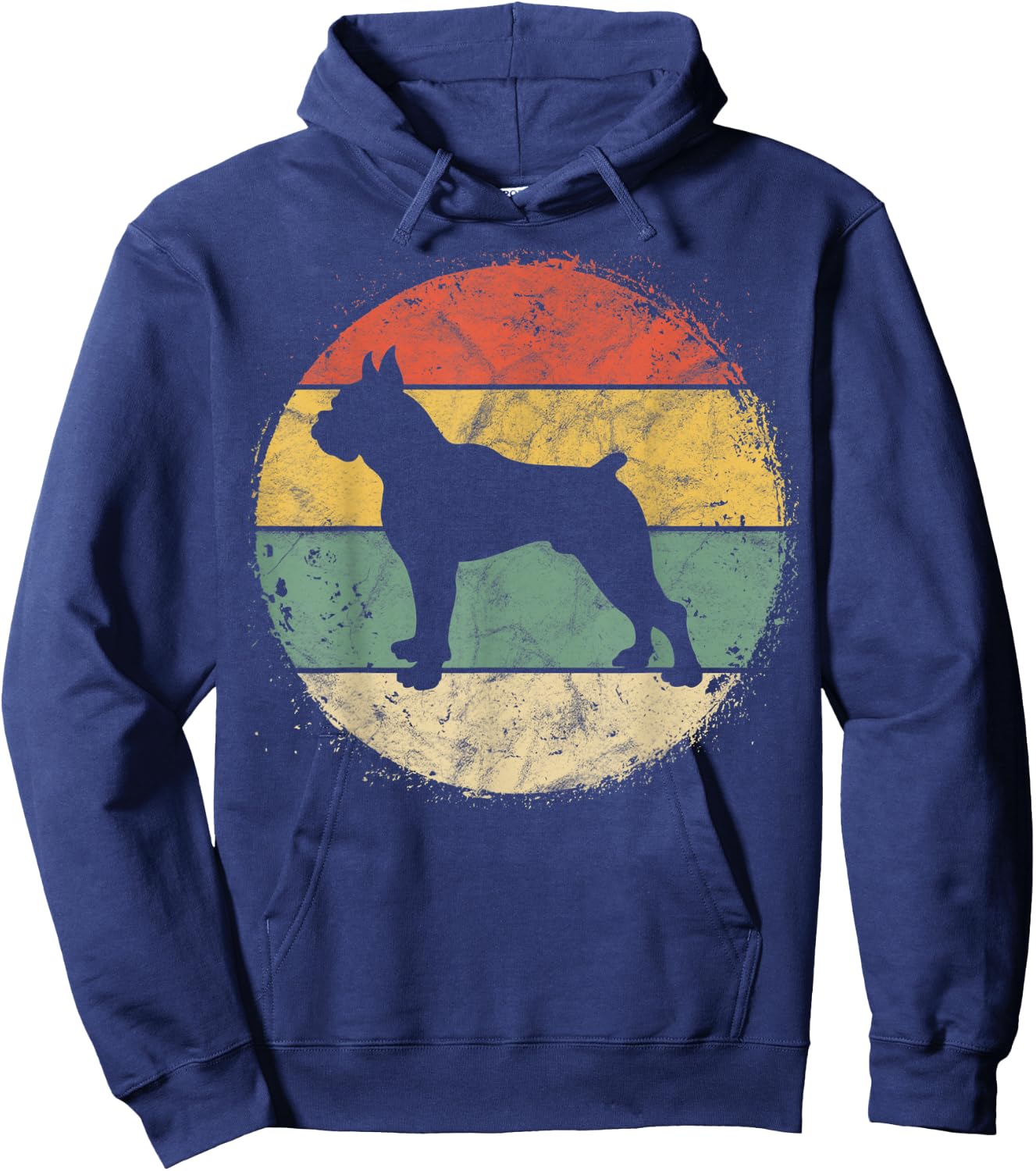 Circular Retro Boxer Owner Gift Boxer Dad Mom Hoodie - Hoodie | Navy