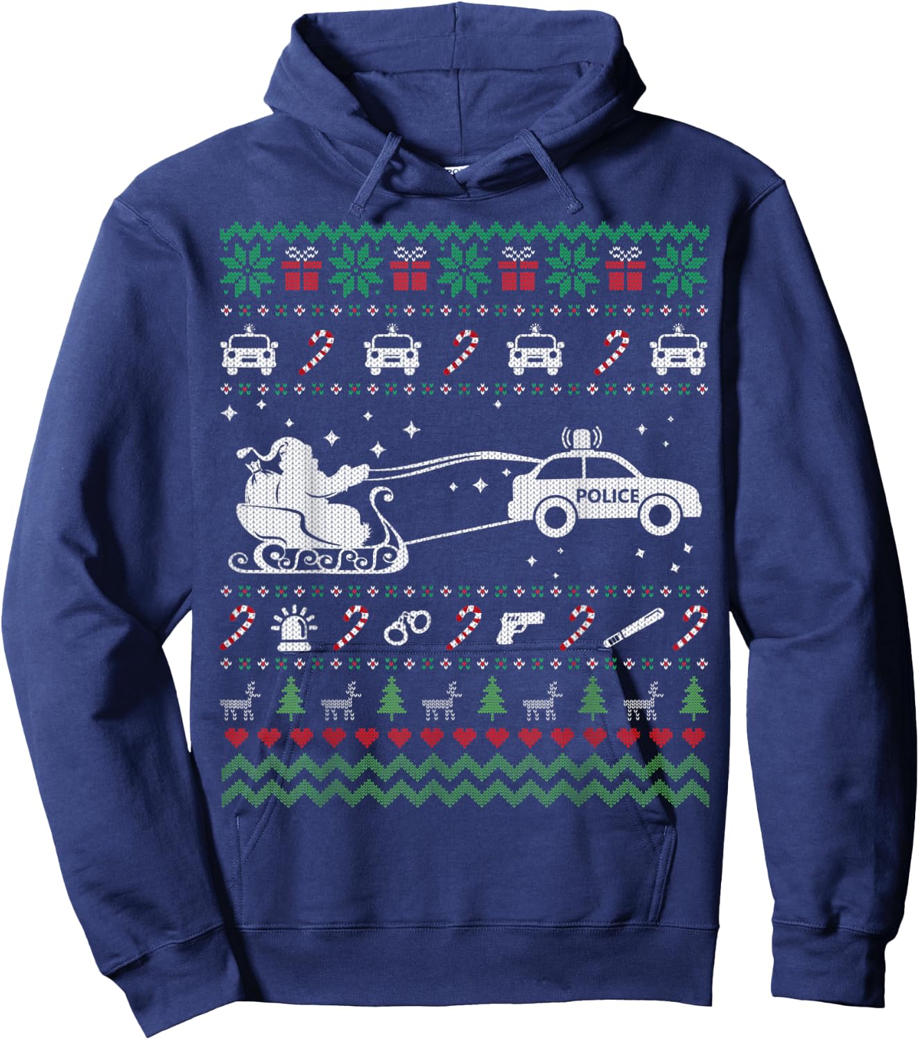 Funny Police Ugly Christmas Sweater Gifts Women Hoodie - Hoodie | Navy