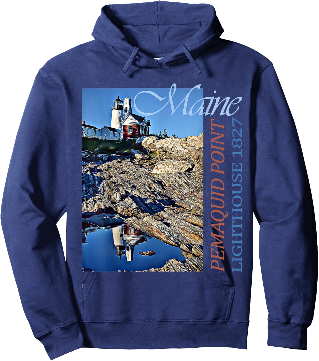 Pemaquid Point Lighthouse Maine 1827 Design Hoodie - Hoodie | Navy