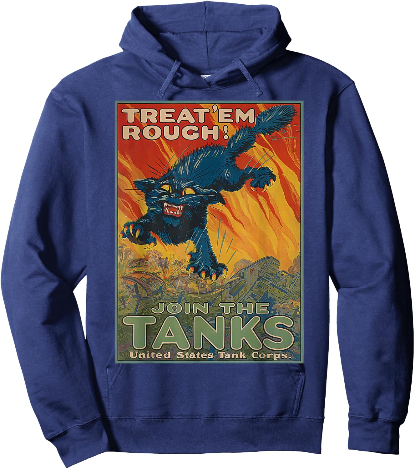 United States Tanks Corps Cat WWII WW2 Tank Hoodie - Hoodie | Navy