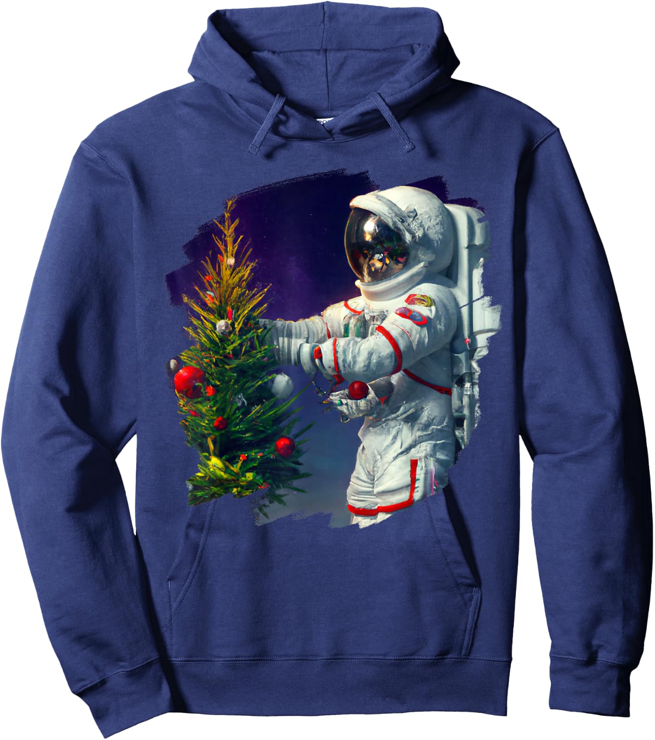 Astronaut Christmas Tree Outer Space Christmas Hoodie - Hoodie | Navy