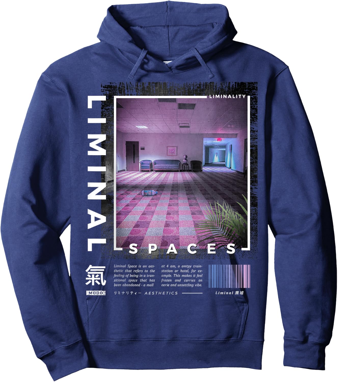 Liminal Spaces, Vaporwave, Retro Hoodie - Hoodie | Navy