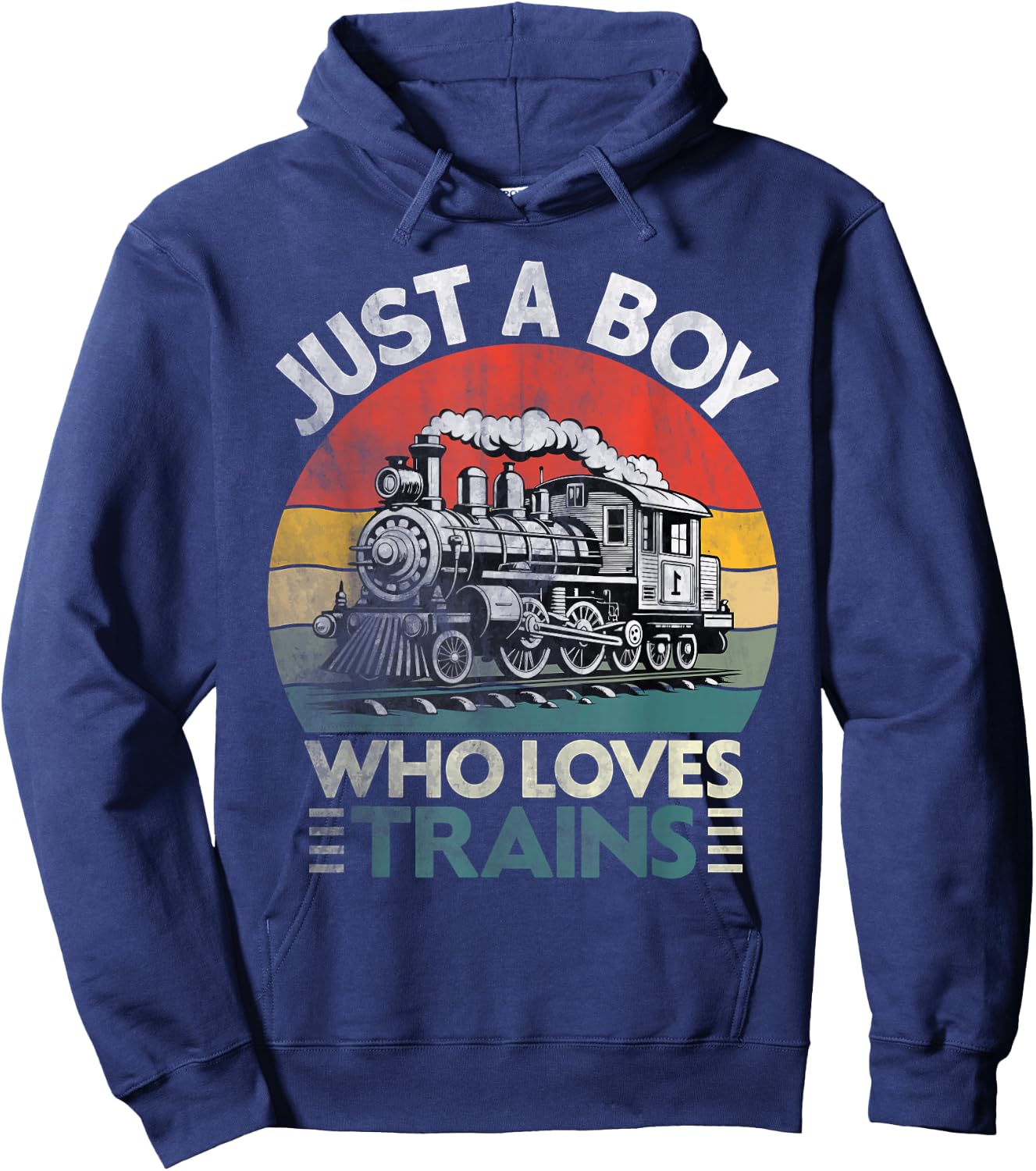 Kids Just A Boy Who Loves Trains Lover Toddler Hoodie - Hoodie | Navy