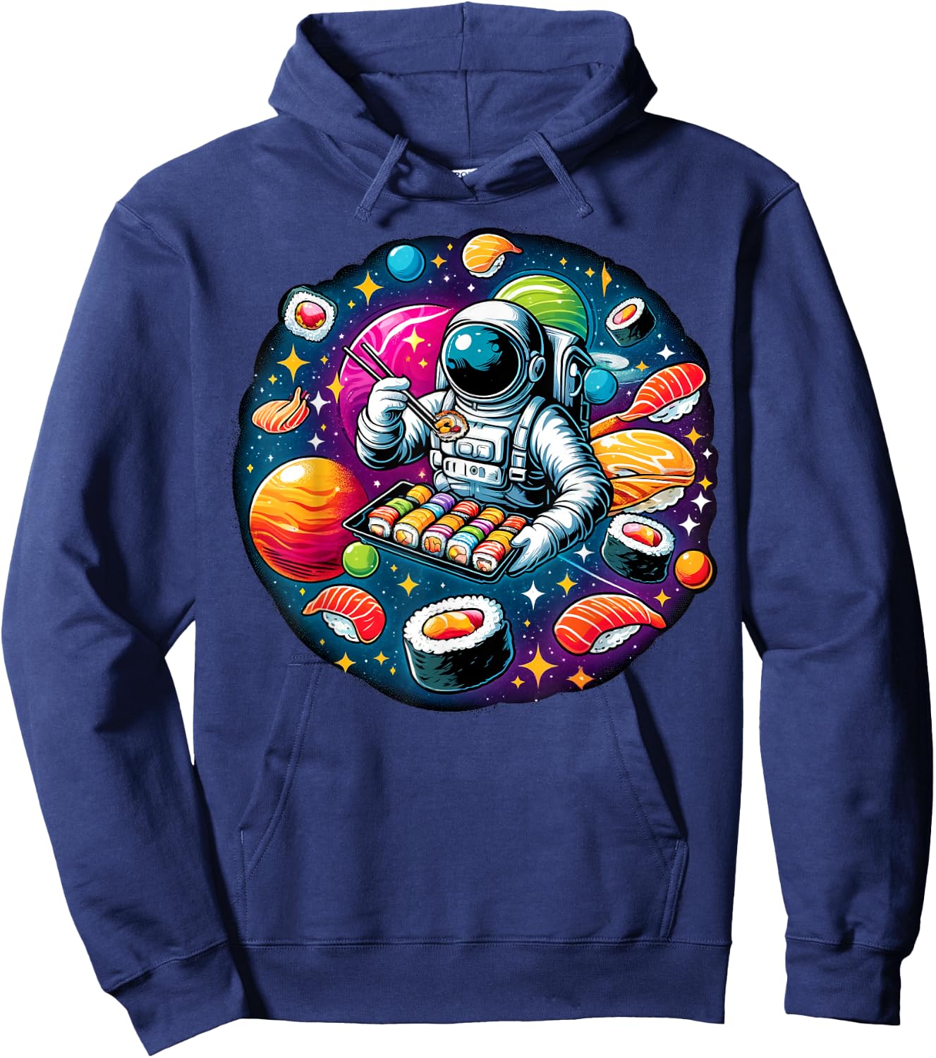 Space Men Women Kids Astronaut on Funny Sushi Hoodie - Hoodie | Navy