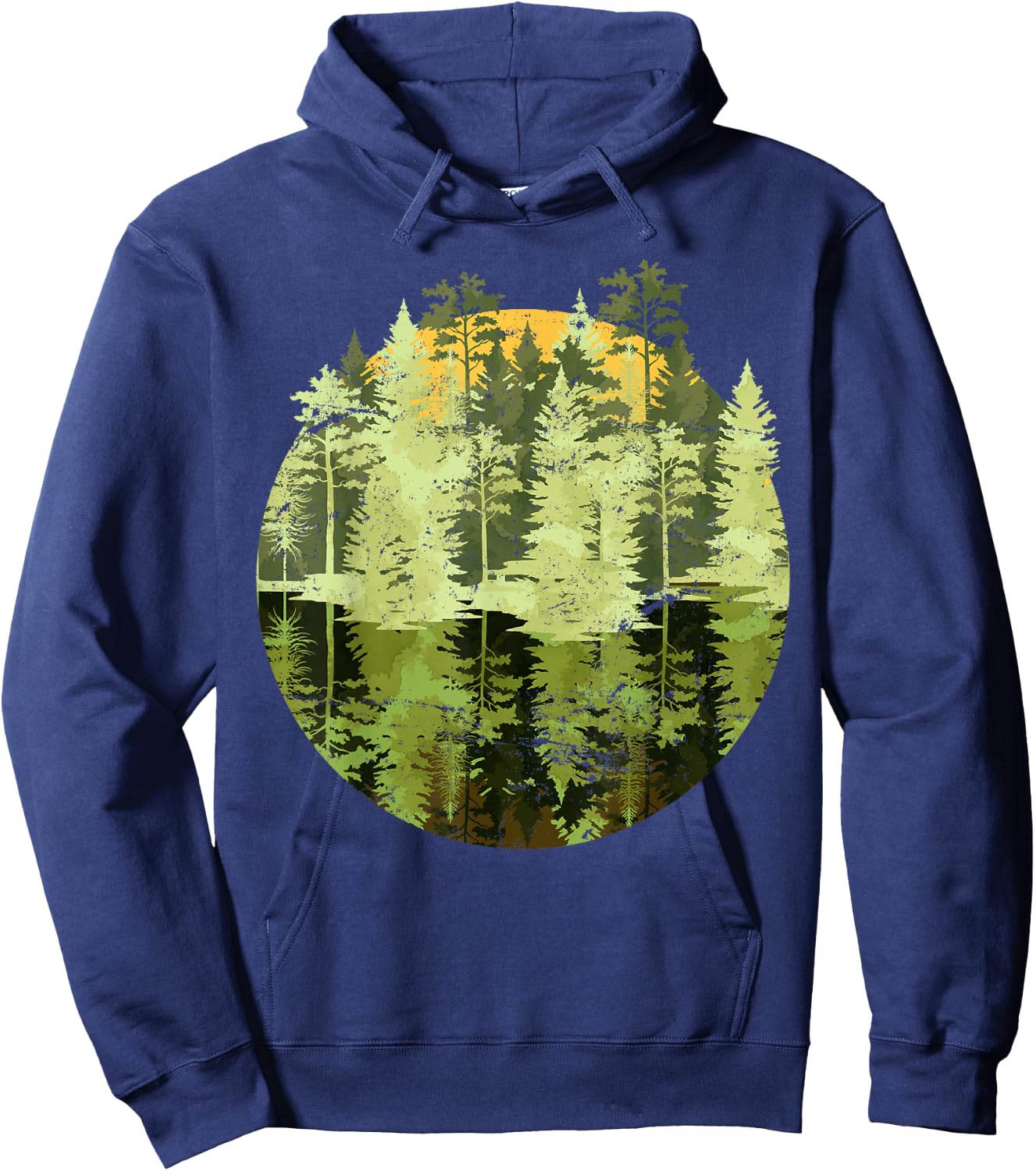 Nature Trees Reflection Outdoor Wildlife Forest Hoodie - Hoodie | Navy