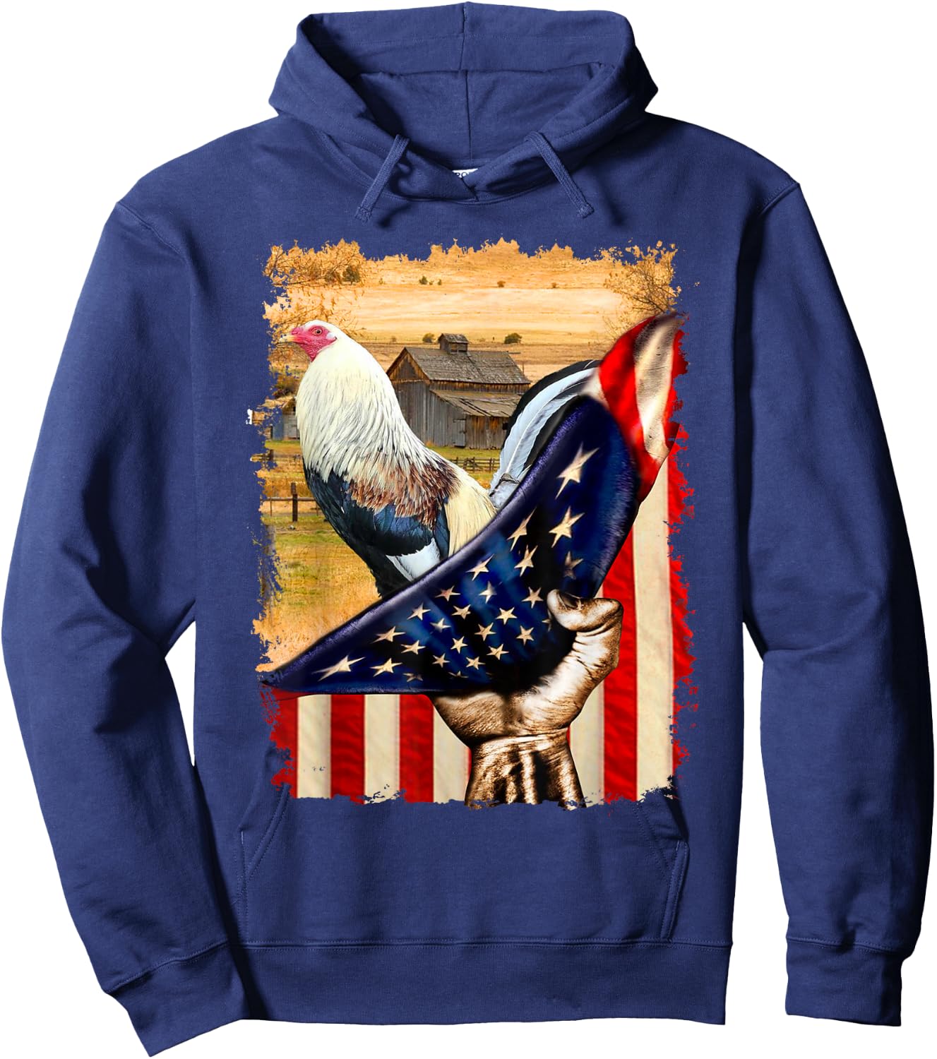 Rooster Shirt US Flag Cock Fight Hoodie - Hoodie | Navy