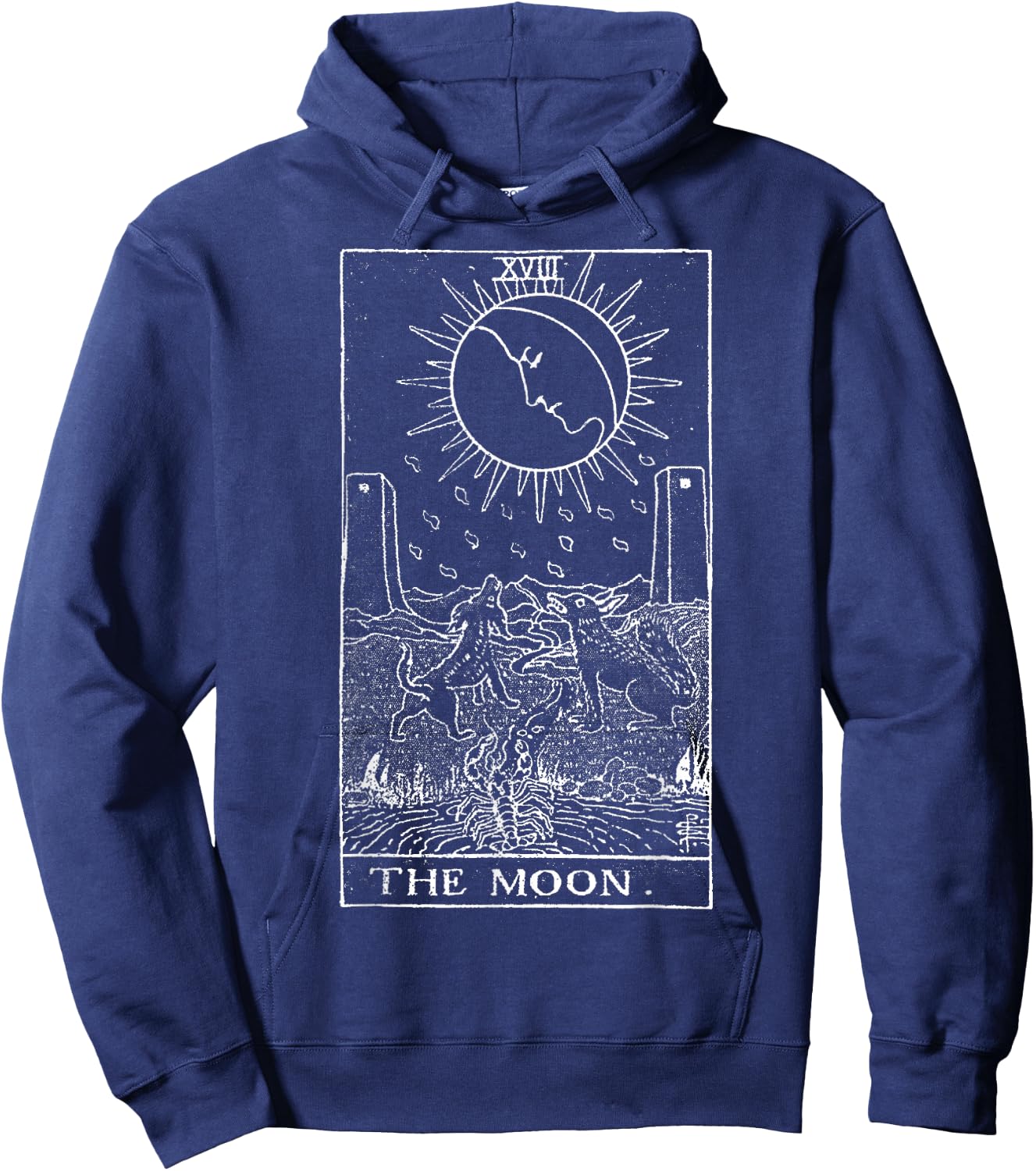 The Moon Tarot Card Vintage Hoodie - Hoodie | Navy