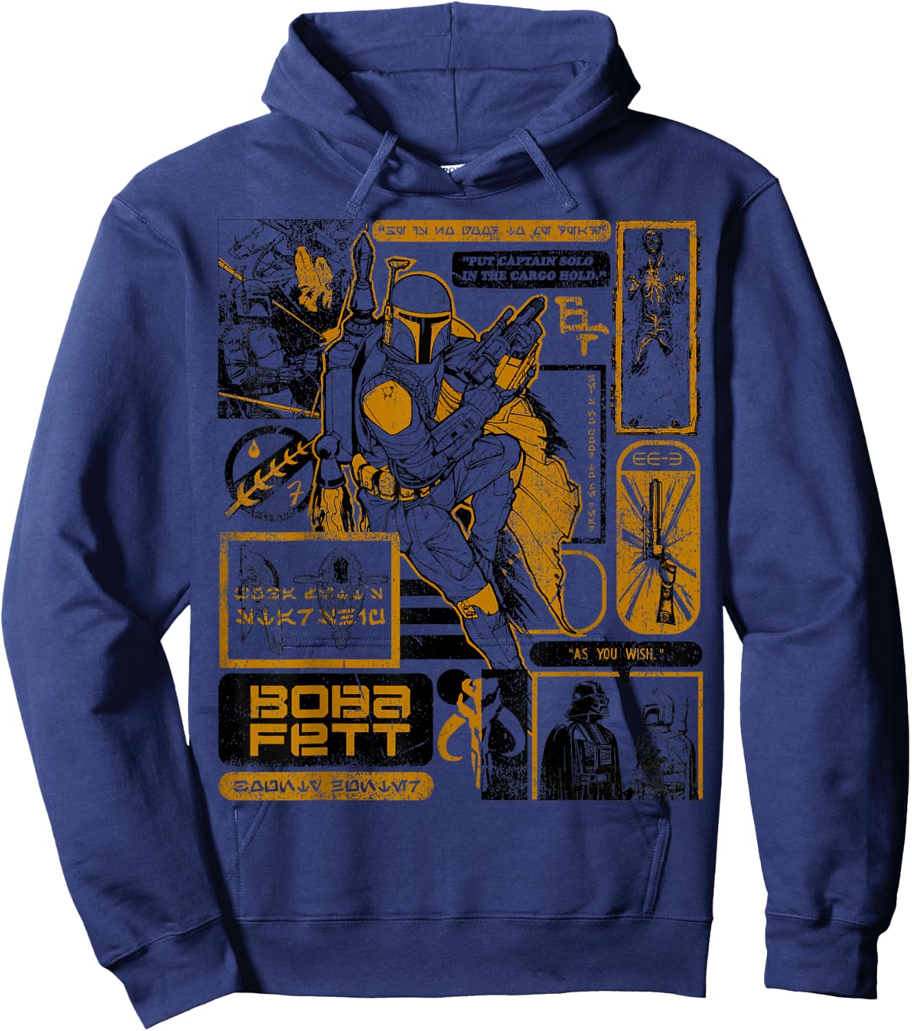 Star Was Boba Fett Retro Mandalorian Poster Hoodie - Hoodie | Navy