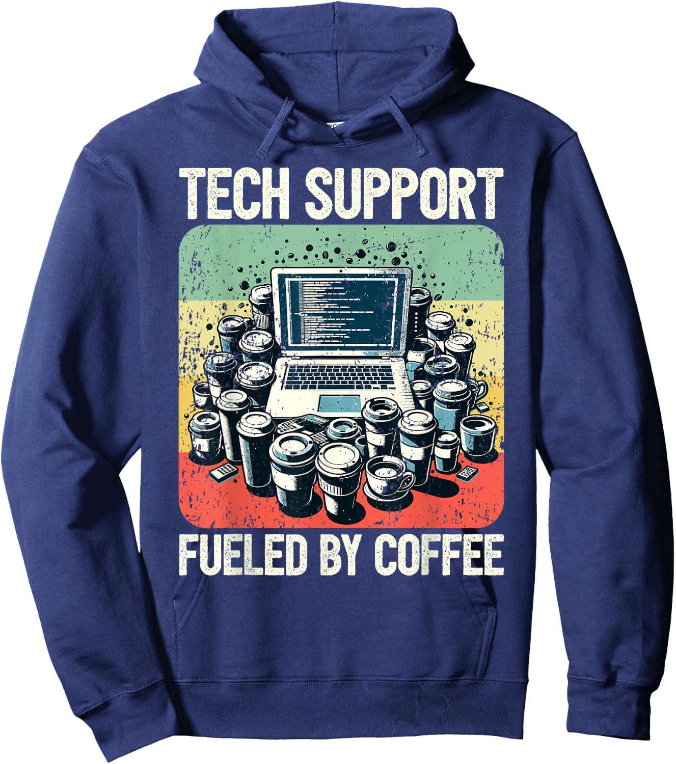 Tech Support Coffee Computer IT Guy Hoodie - Hoodie | Navy