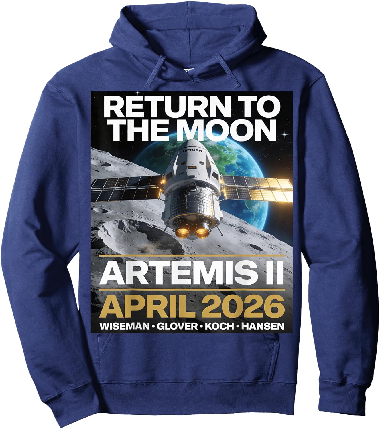 Artemis II 2026 Crewed Moon Flyby Mission Space Hoodie - Hoodie | Navy