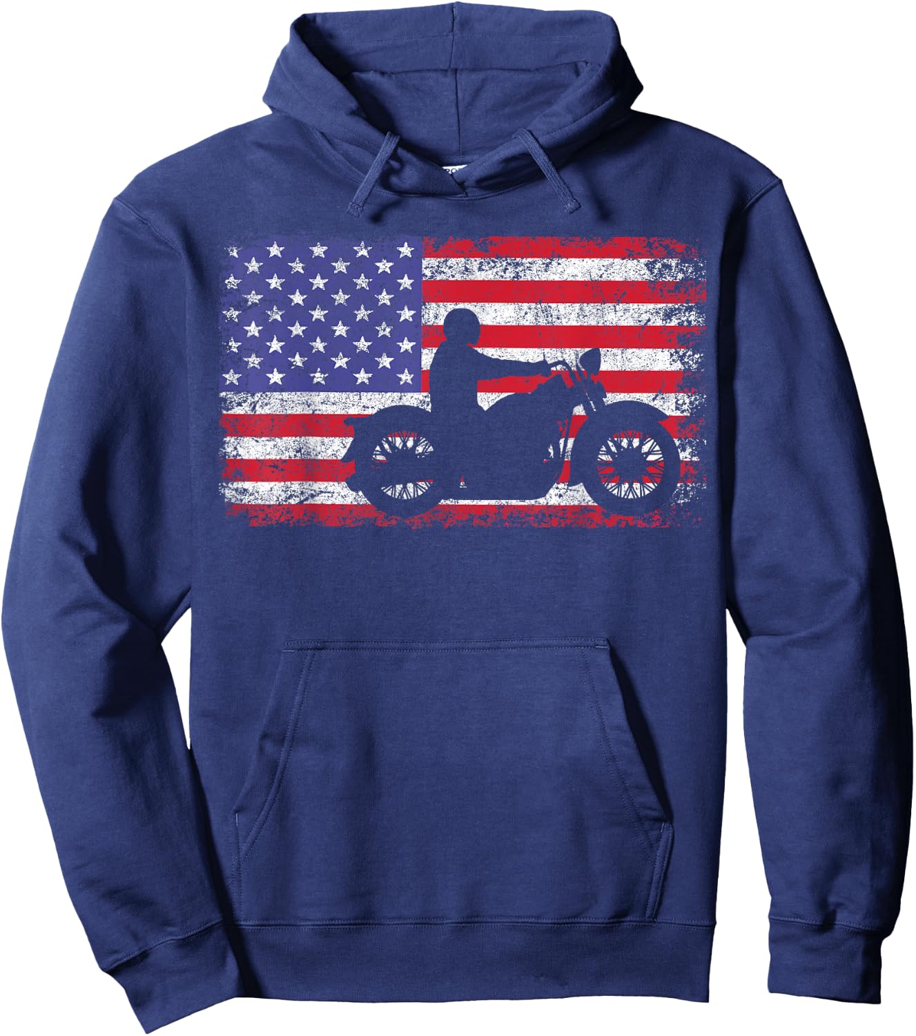 American Flag Biker Motorcycle Hoodie - Hoodie | Navy