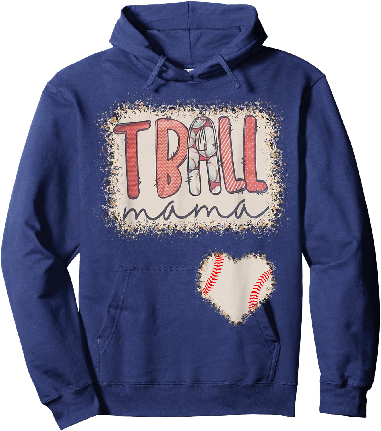 Tball Mama Leopard Bleached Tball Heart Women Hoodie - Hoodie | Navy