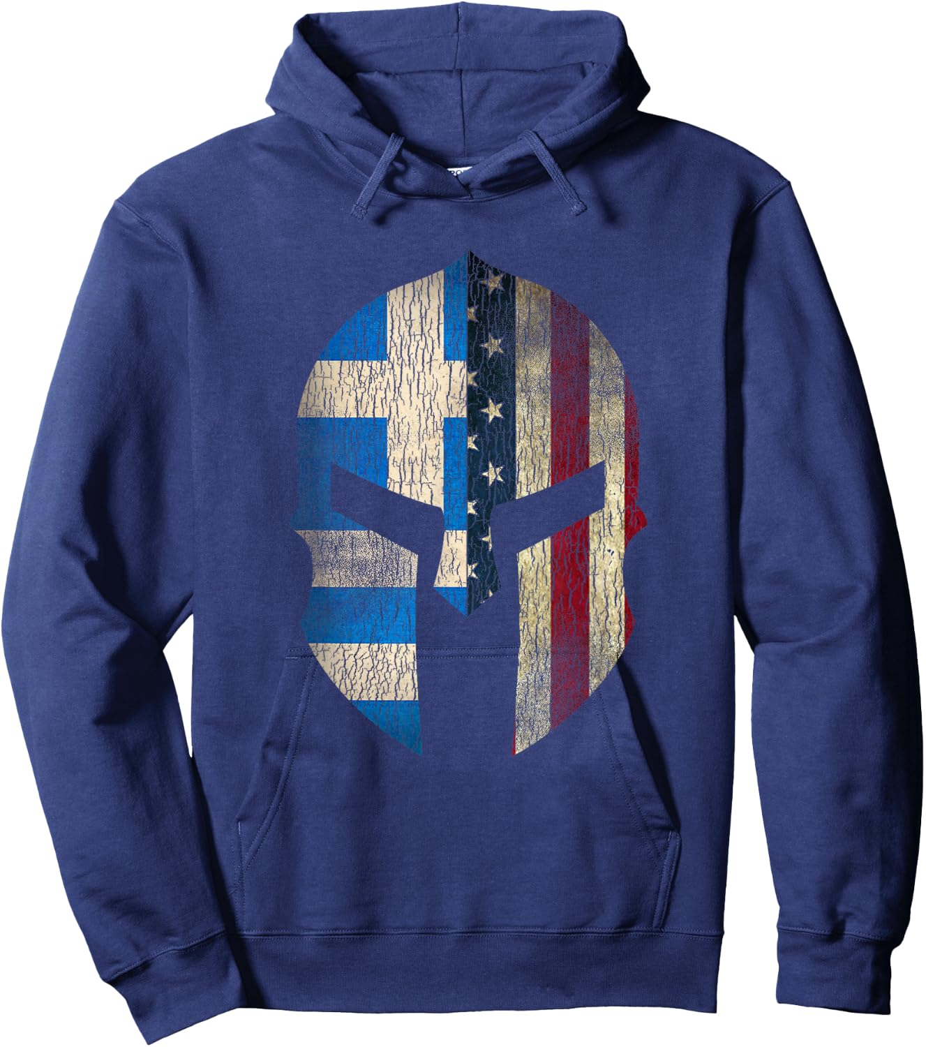 Greek American Pride - Greece Spartan Helmet Hoodie - Hoodie | Navy