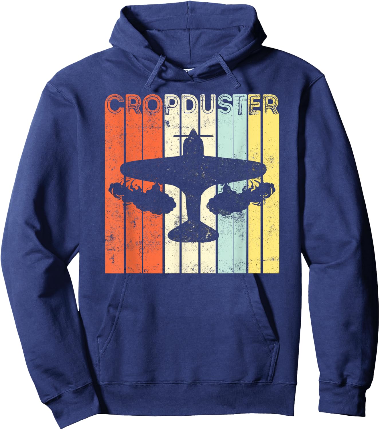 Crop Duster Retro Vintage Plane Hoodie - Hoodie | Navy