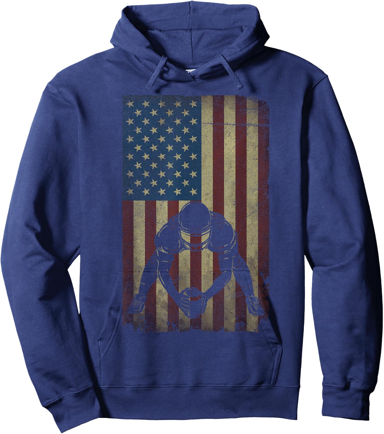 Football Center Snapper American Flag USA Hoodie - Hoodie | Navy