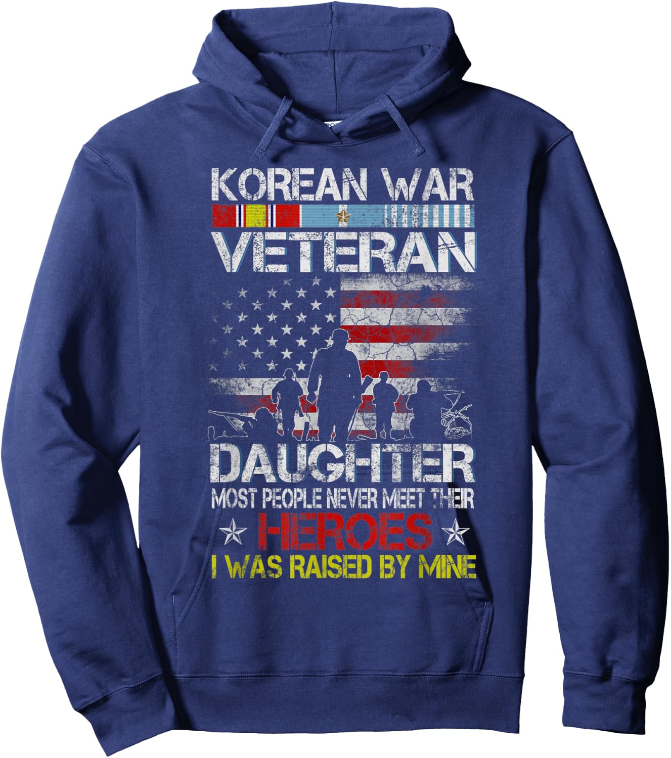 Korean War Veteran Daughter Flag Gift Daughter Hoodie - Hoodie | Navy