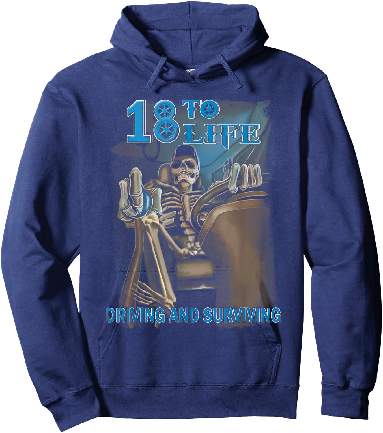 18 To Life Driving And Surviving Trucker Hoodie - Hoodie | Navy