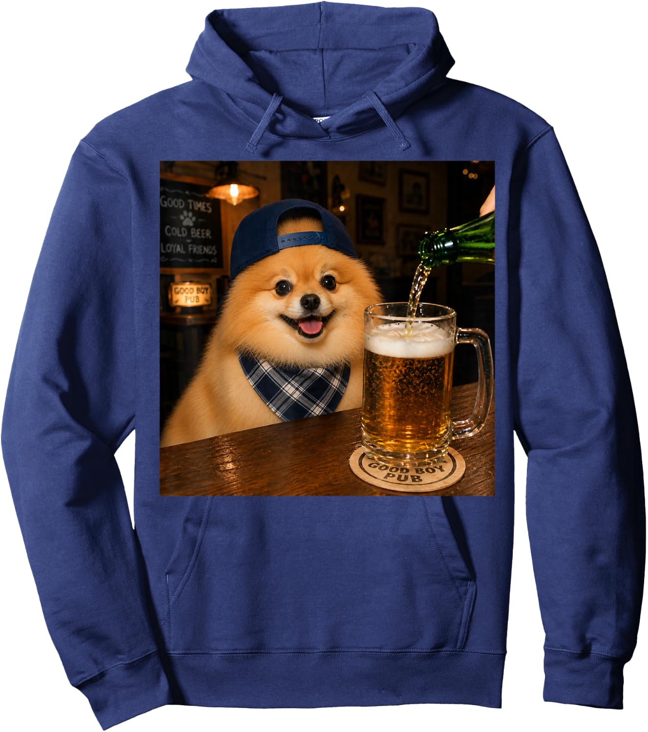 Pomeranian Drinking Beer Funny Dog Meme Hoodie - Hoodie | Navy