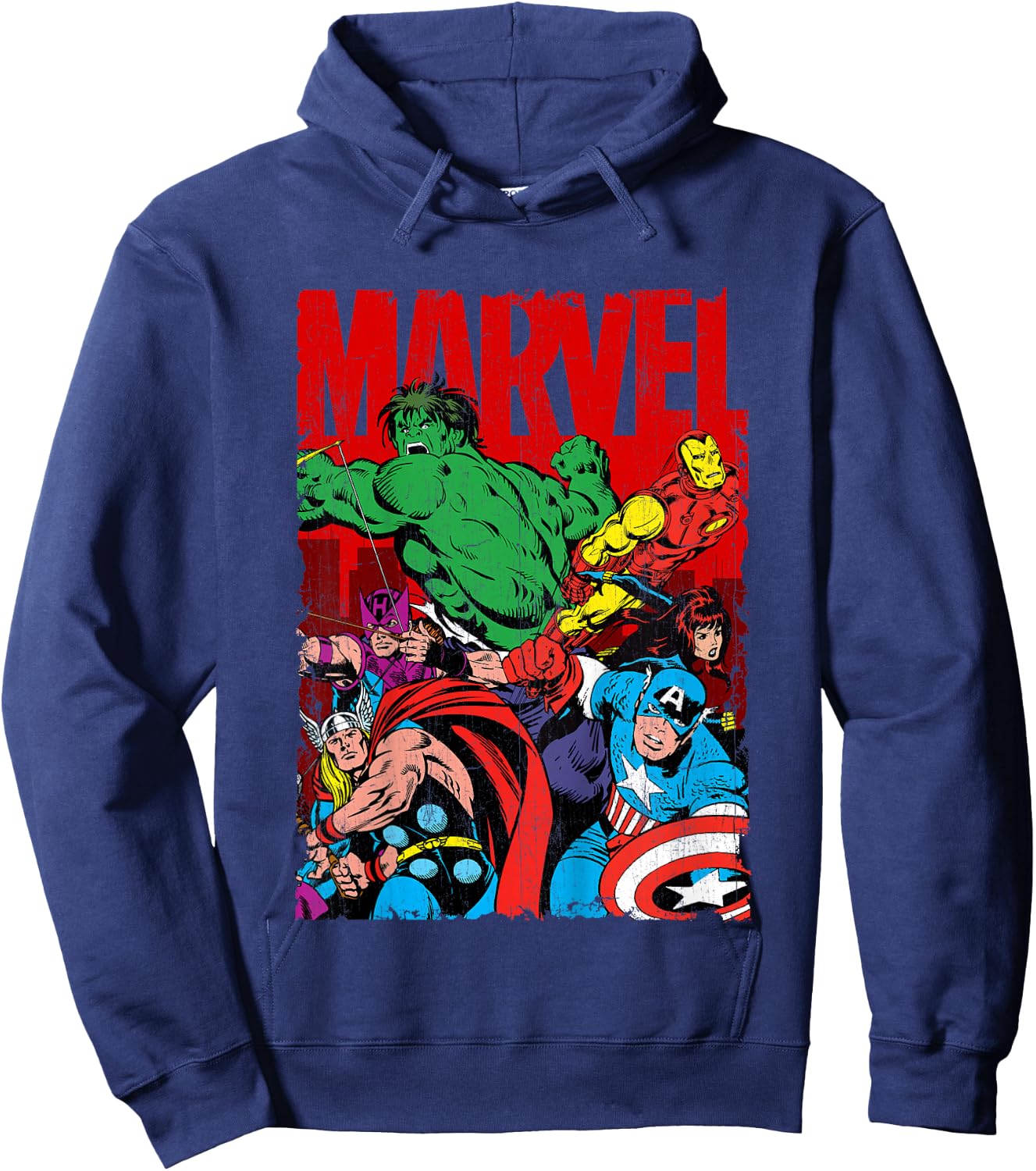 Marvel Avengers Team Retro Comic Vintage Kids Hoodie - Hoodie | Navy
