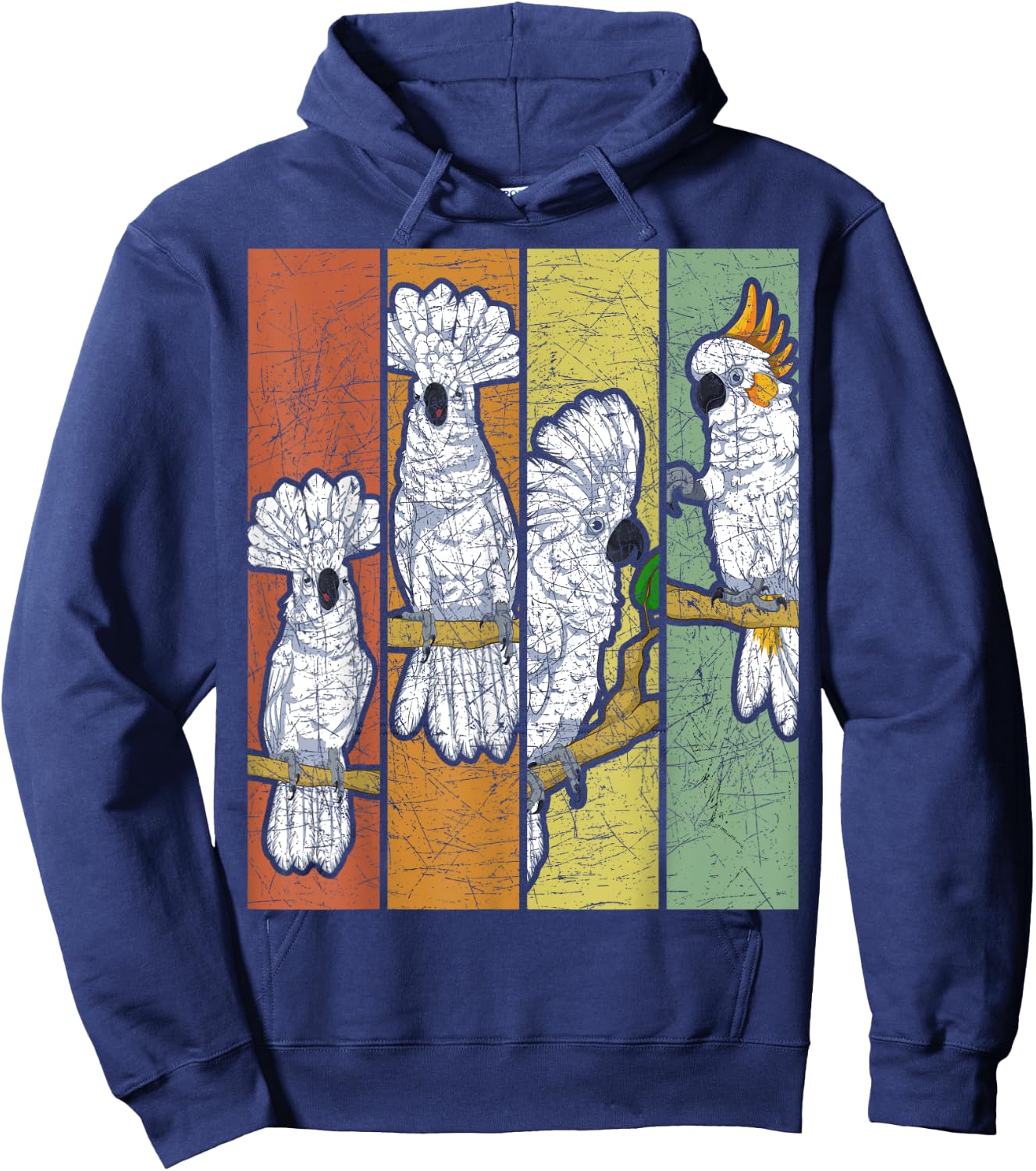 Retro Cockatoo Black Hoodie - Hoodie | Navy