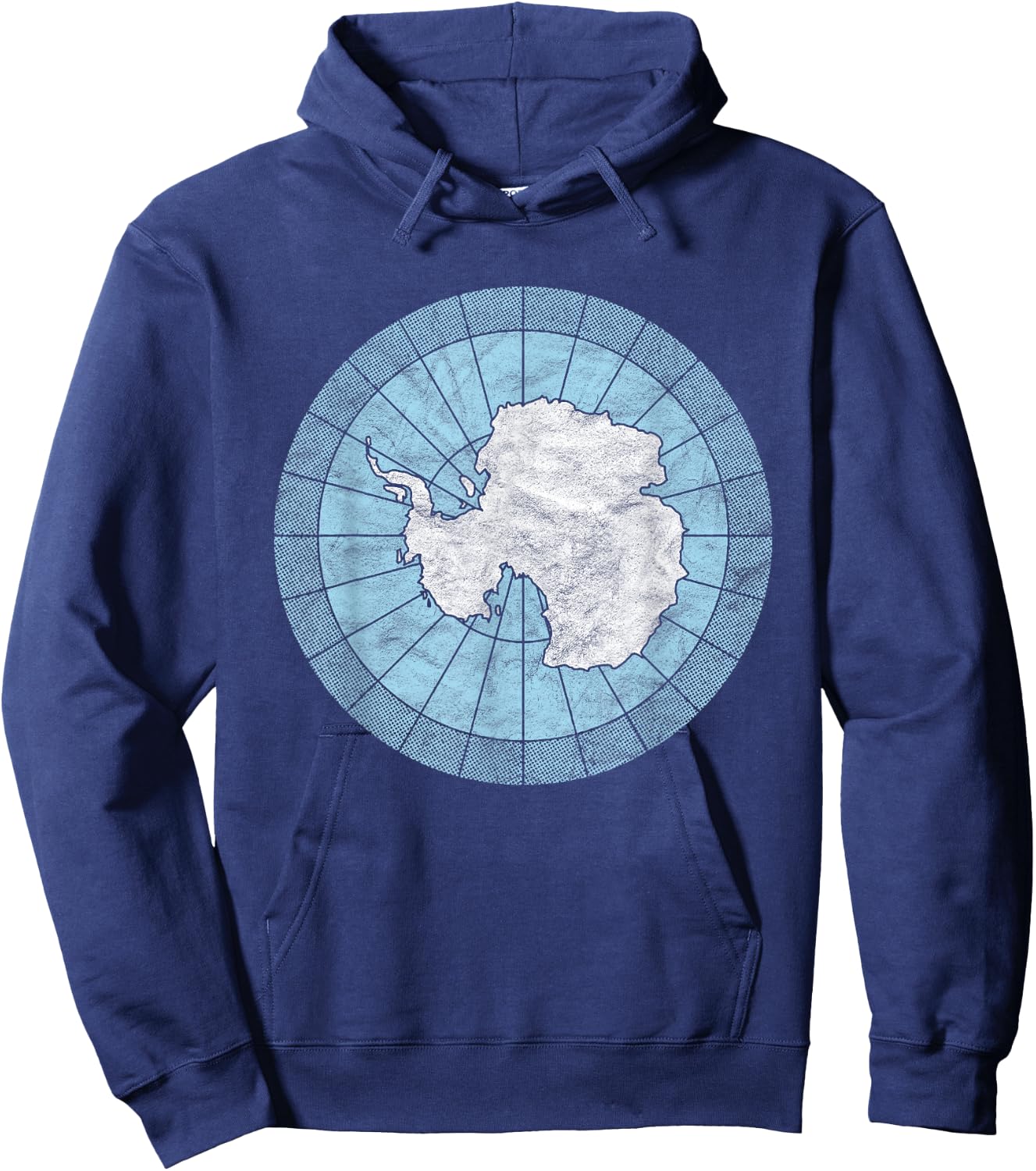 Antarctic Map Minimalist Distressed Vintage 80s Hoodie - Hoodie | Navy