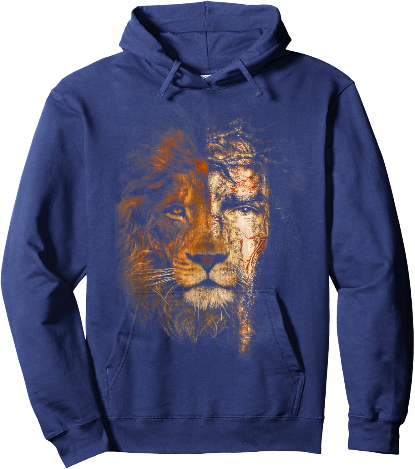 Jesus and Lion Combination Jesus Christian Hoodie - Hoodie | Navy
