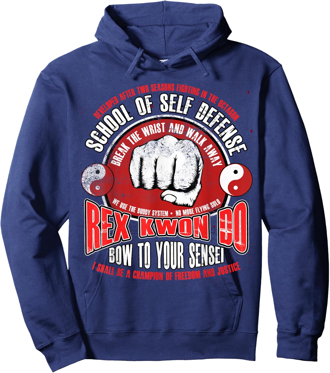 Rex Kwon Do Funny Karate Martial Arts Retro Hoodie - Hoodie | Navy