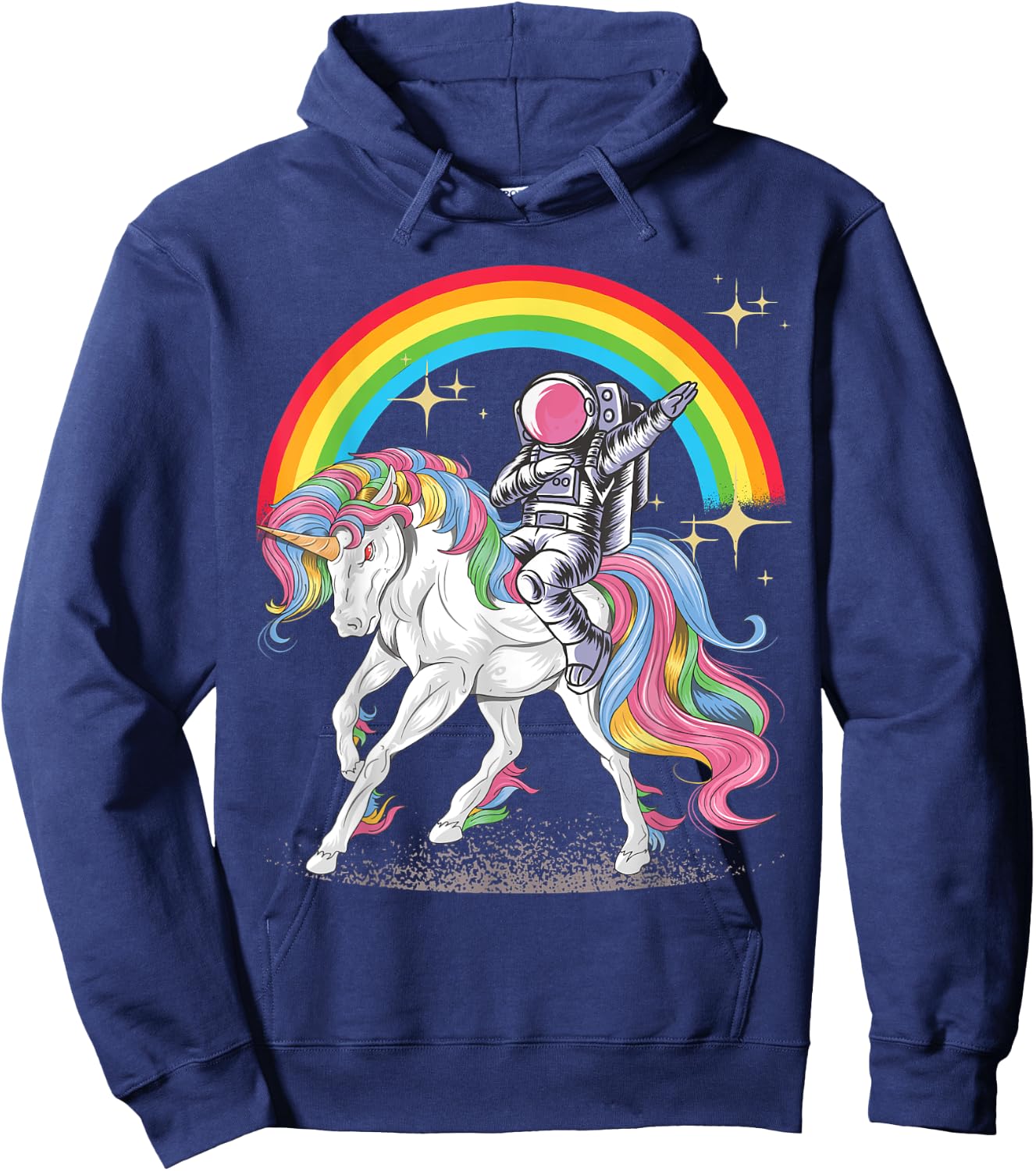 Dabbing Astronaut riding Unicorn Rainbow Hoodie - Hoodie | Navy