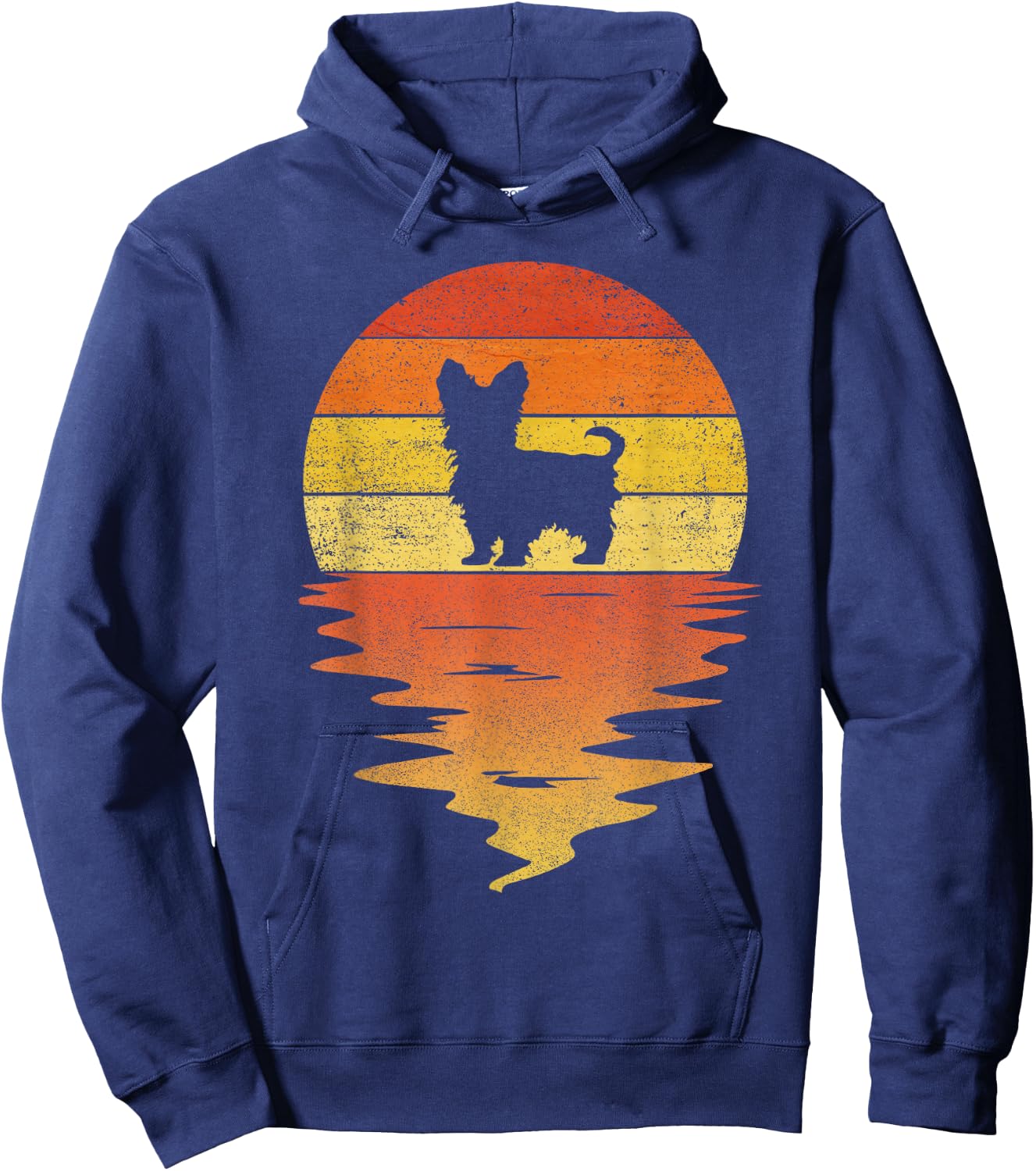 Yorkie Shirt 70s Vintage Retro Sunset Yorkie Hoodie - Hoodie | Navy