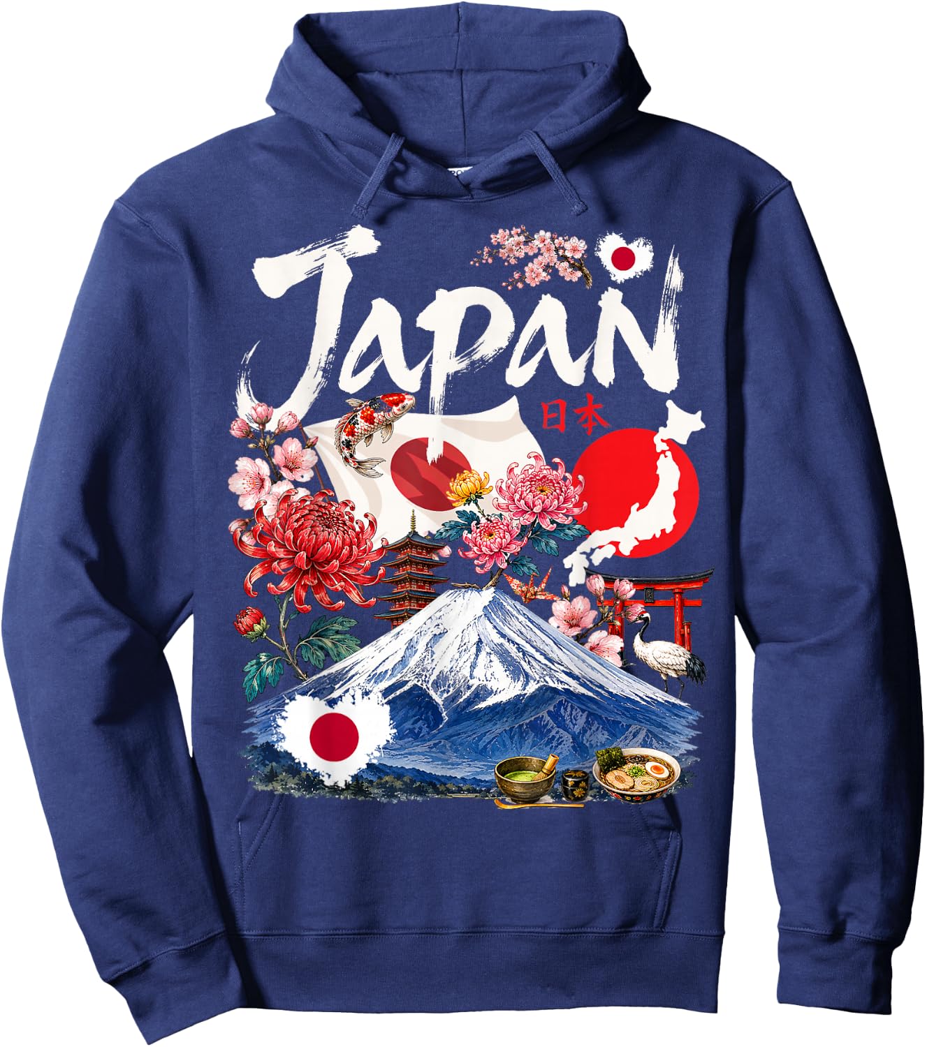 Japanese Flag Outfit Idea & Japan Sakura Themed Hoodie - Hoodie | Navy