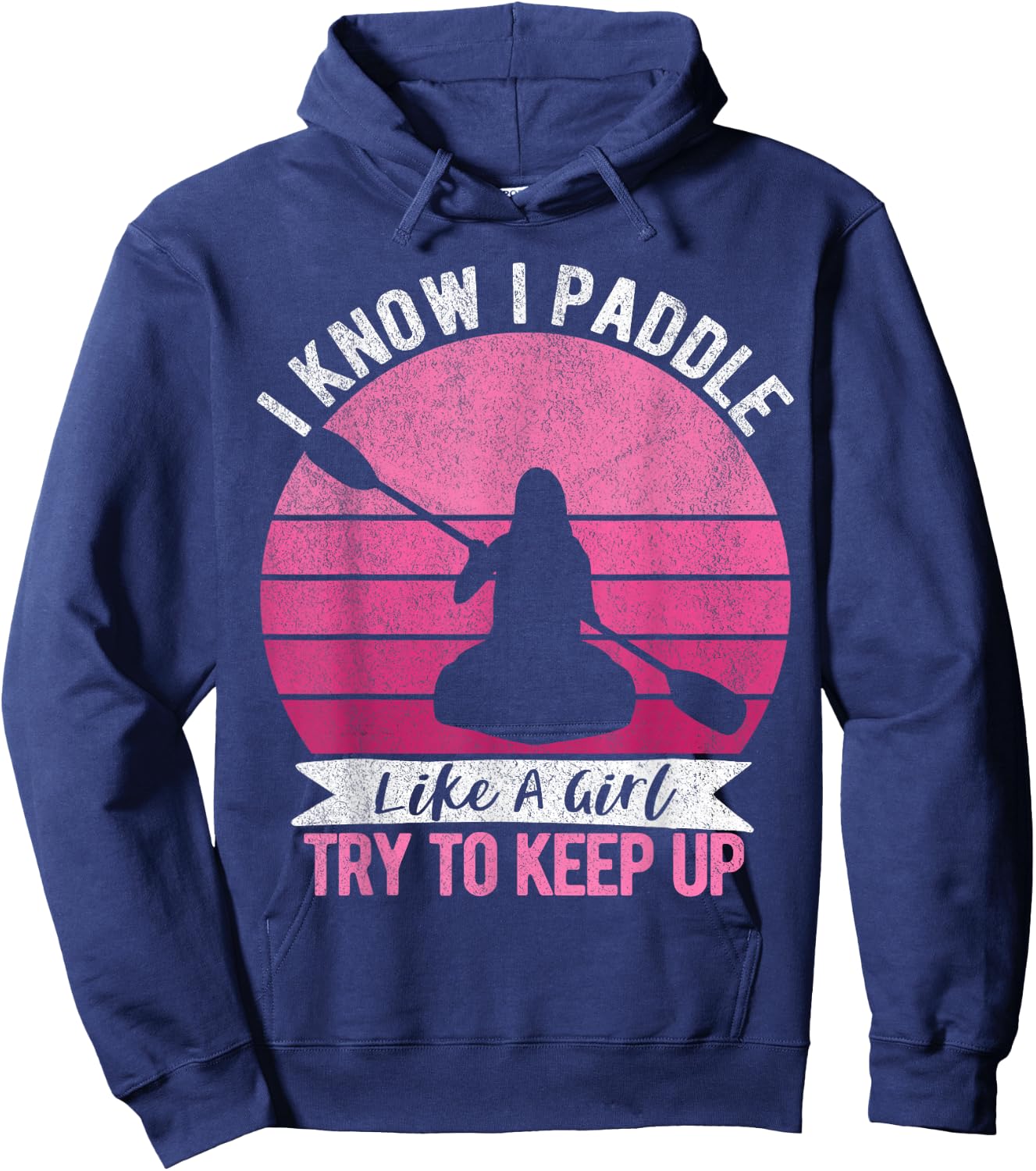 Funny Girl Kayak Retro Kayaking Paddling Hoodie - Hoodie | Navy