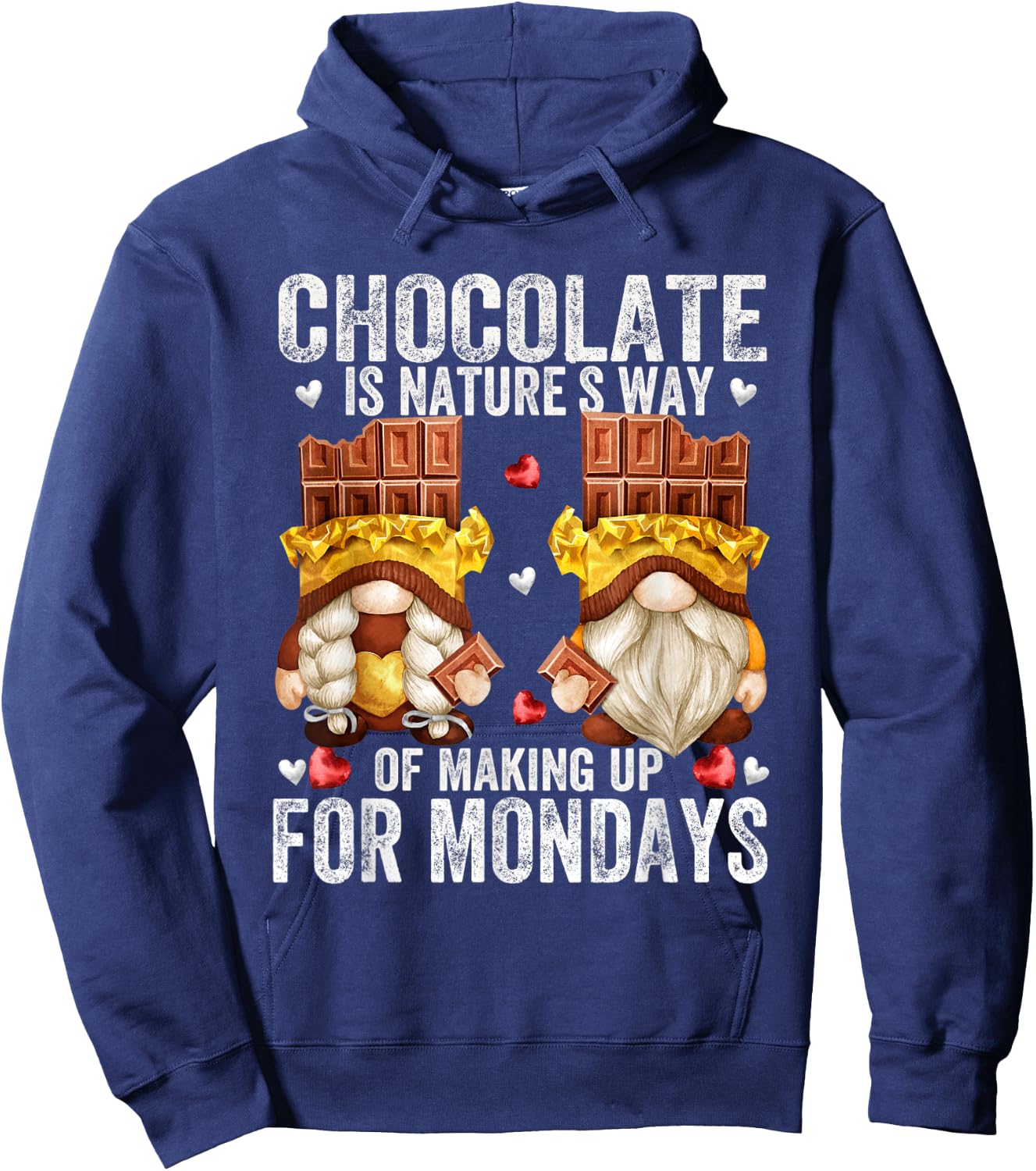 Funny Monday Gnomes And Men Brown Chocolate Hoodie - Hoodie | Navy