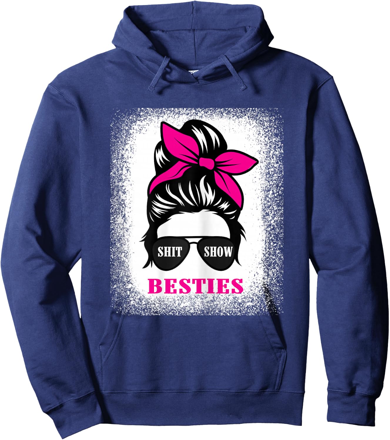 Shit Show Besties Design 2023 Casual Messy Bun Hoodie - Hoodie | Navy