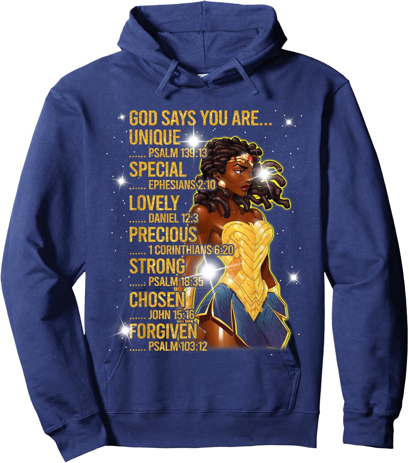 Wonder Black Woman, Black Strong Woman Hoodie - Hoodie | Navy