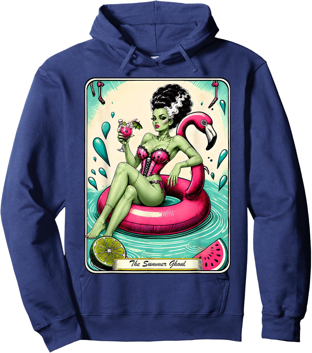 Spooky Summer Ghoul Summerween Goth Tarot Card Hoodie - Hoodie | Navy