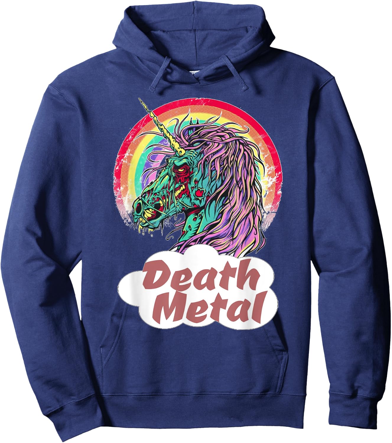 Zombie Unicorn Death Metal Rocker Hoodie - Hoodie | Navy