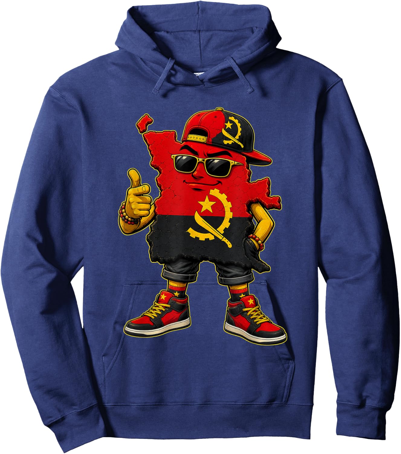 Country National Pride Angola Flag Hoodie - Hoodie | Navy