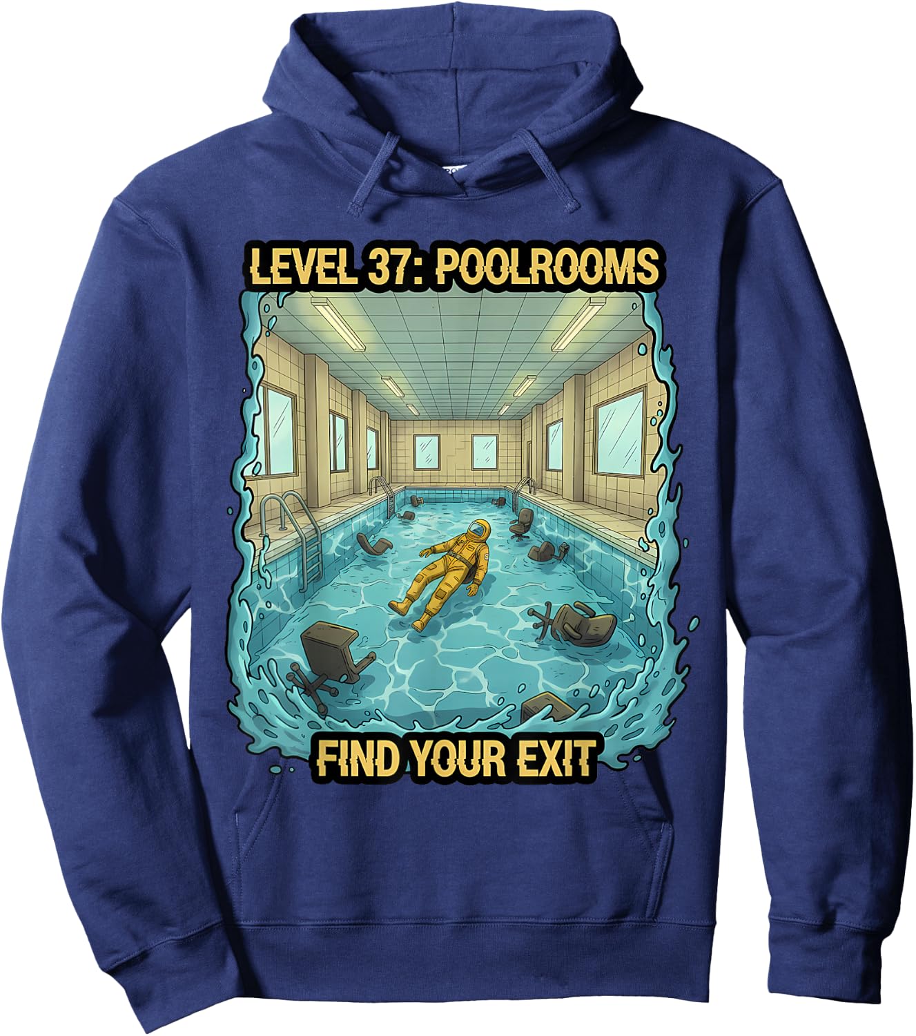 The Backrooms Level 37 Poolrooms Hoodie - Hoodie | Navy