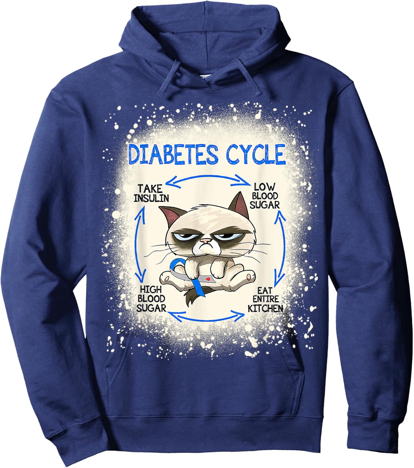 Diabetes Cycle Diabetes Awareness Funny Cat Hoodie - Hoodie | Navy