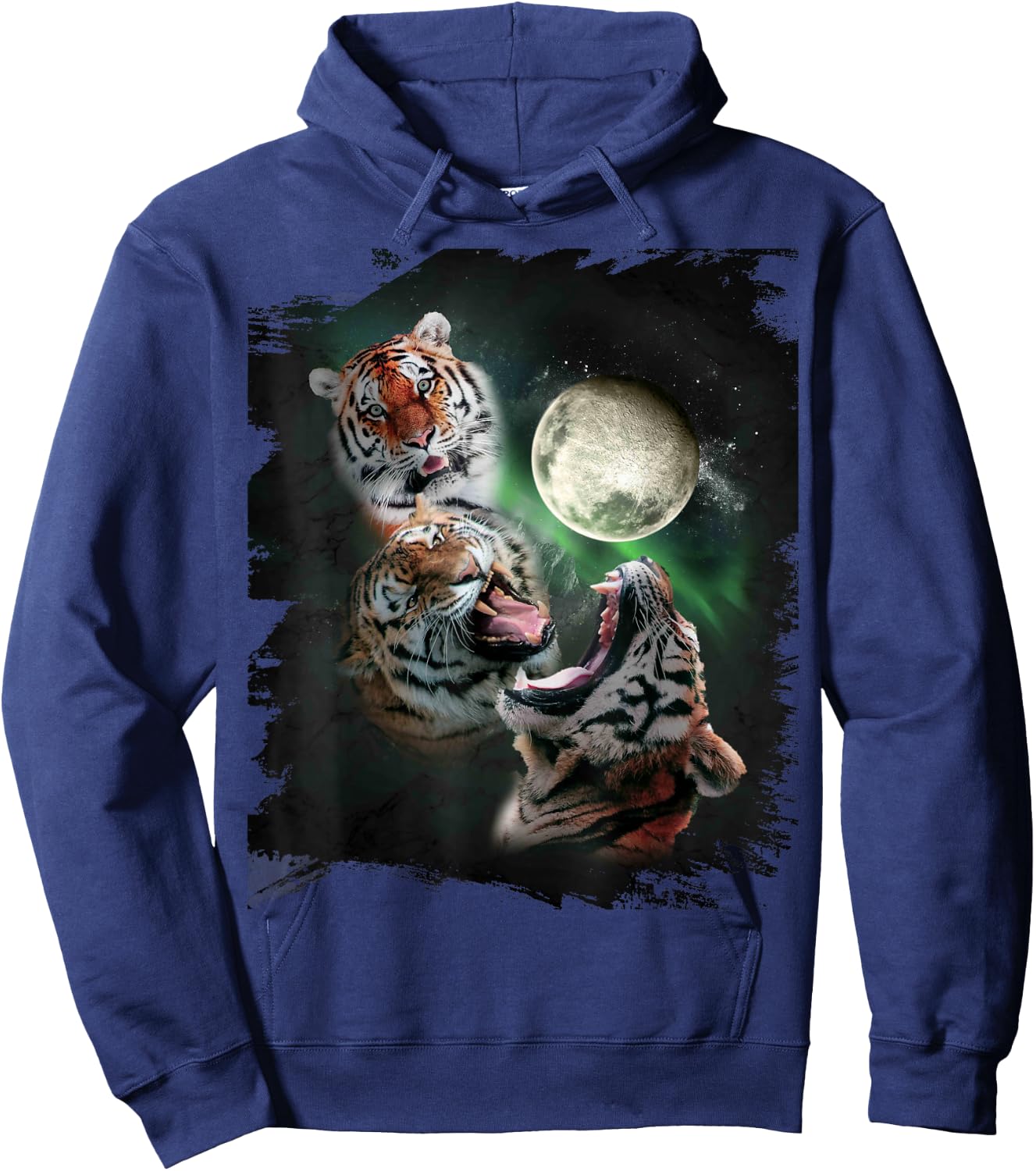3 Tiger Moon, Wolf Tiger, Wolves Howl Hoodie - Hoodie | Navy