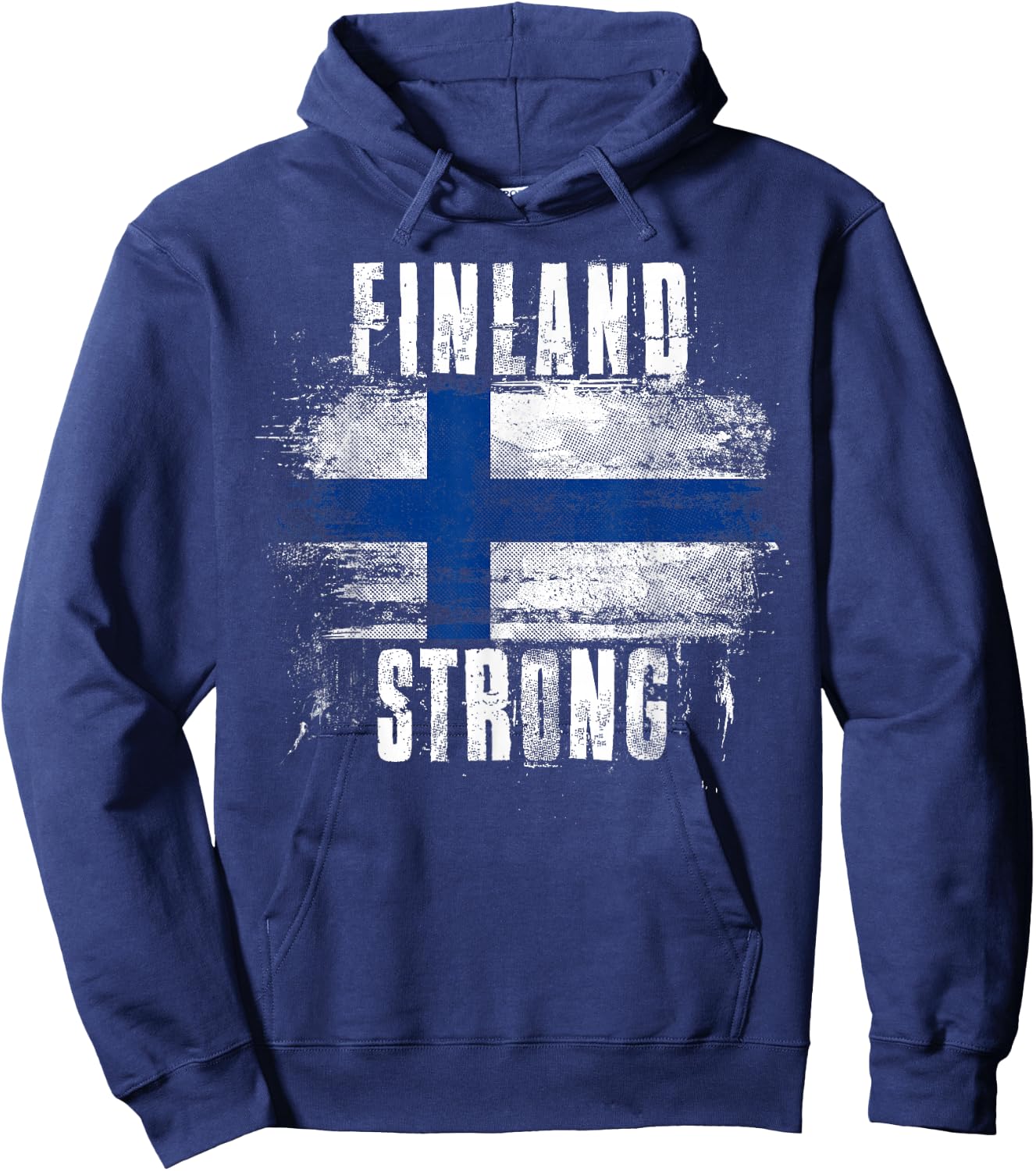 Finland Strong Distressed Flag - Finnish Pride Hoodie - Hoodie | Navy