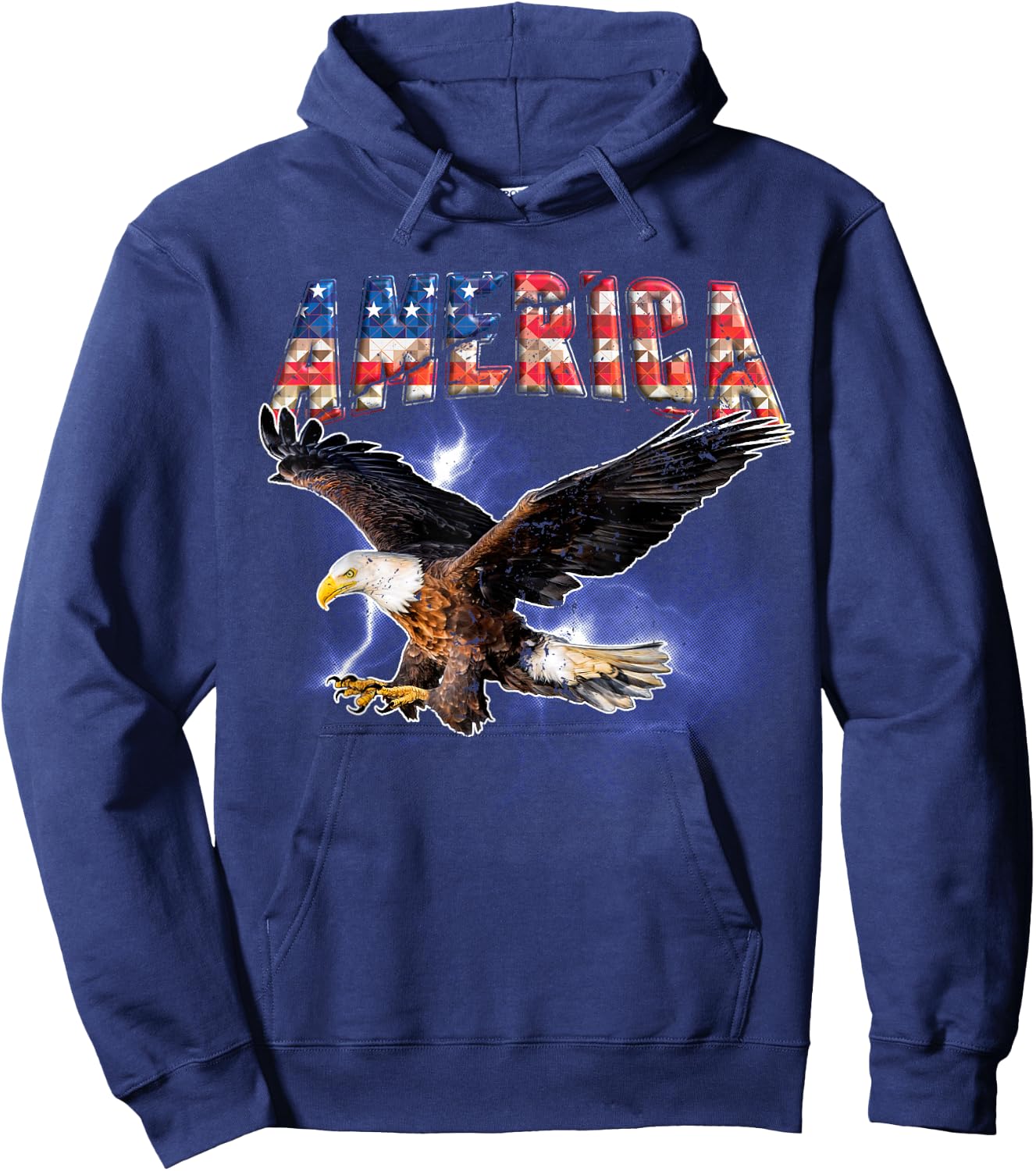 USA Flag America Font Eagle Flashes Small Hoodie - Hoodie | Navy