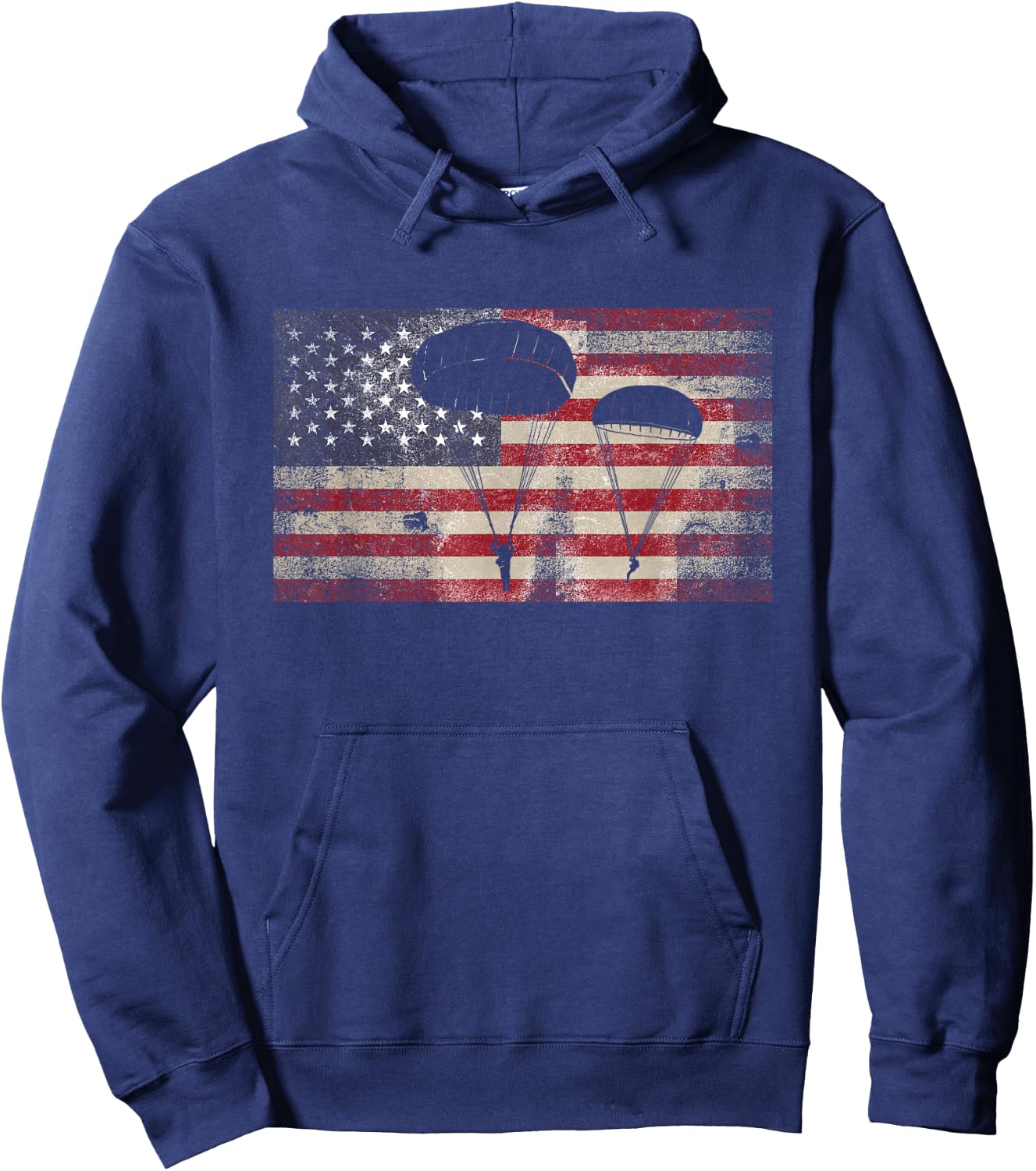 American Flag Paratrooper Airborne Division Hoodie - Hoodie | Navy