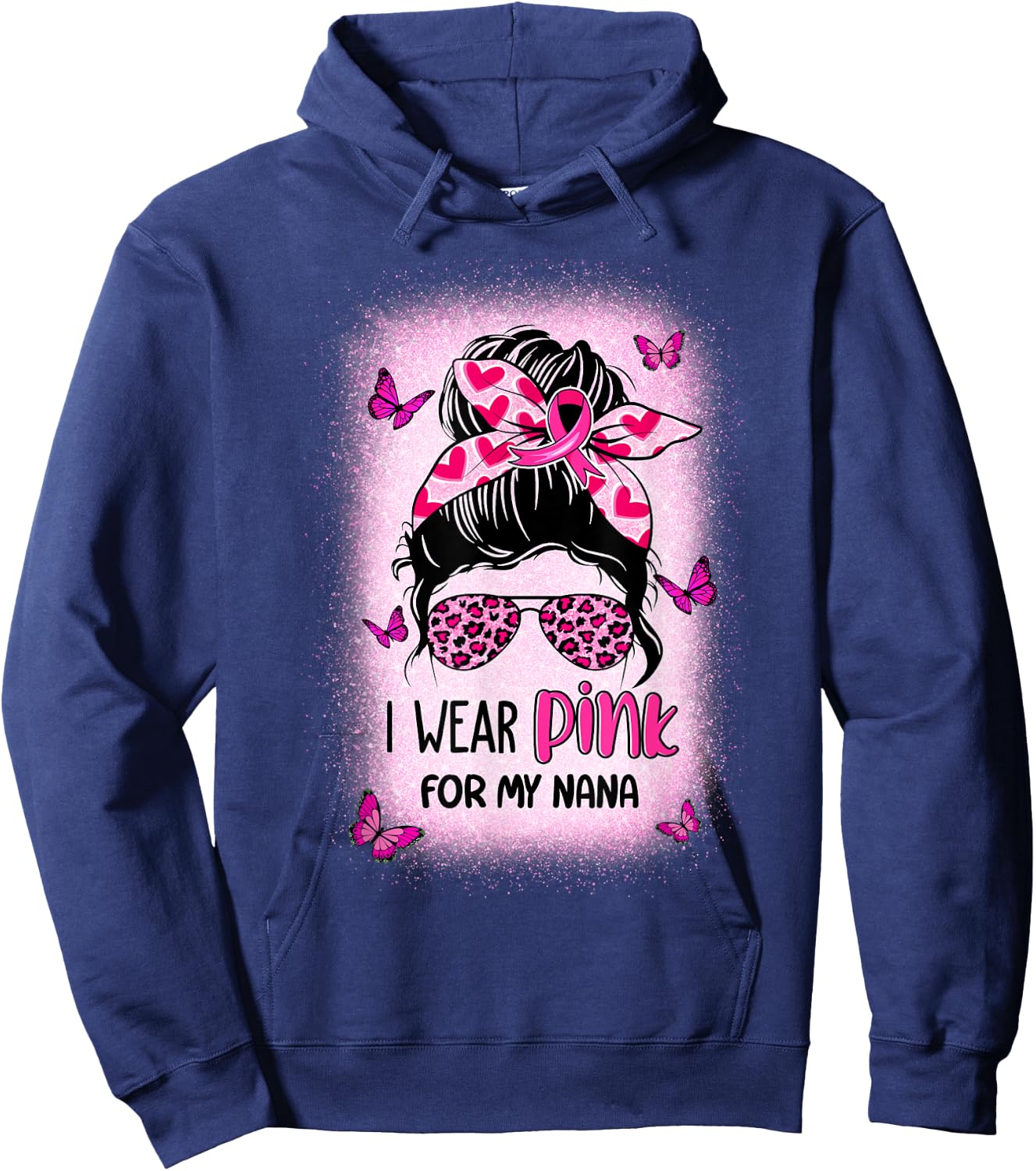I Wear Pink For My Nana Breast Cancer Awareness Hoodie - Hoodie | Navy