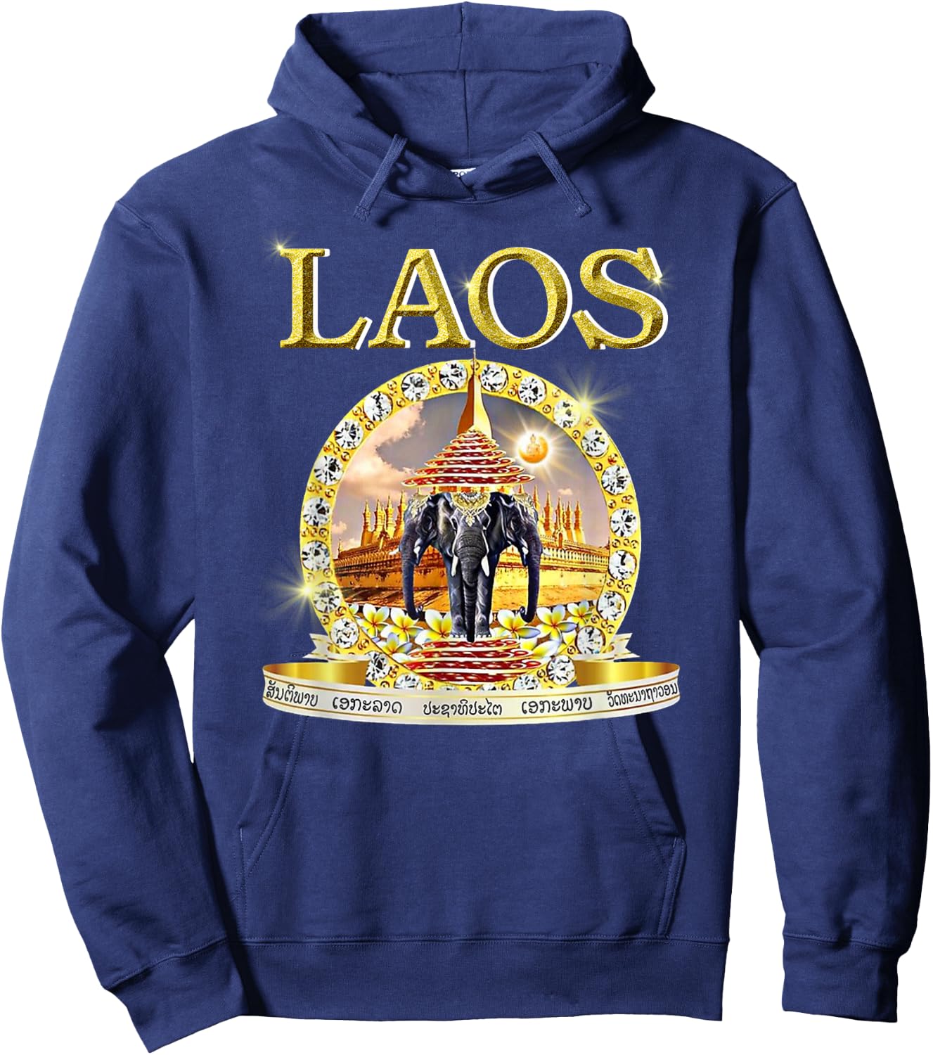 Laotian 3 Headed Elephant Erawan Buddhist Laos Hoodie - Hoodie | Navy